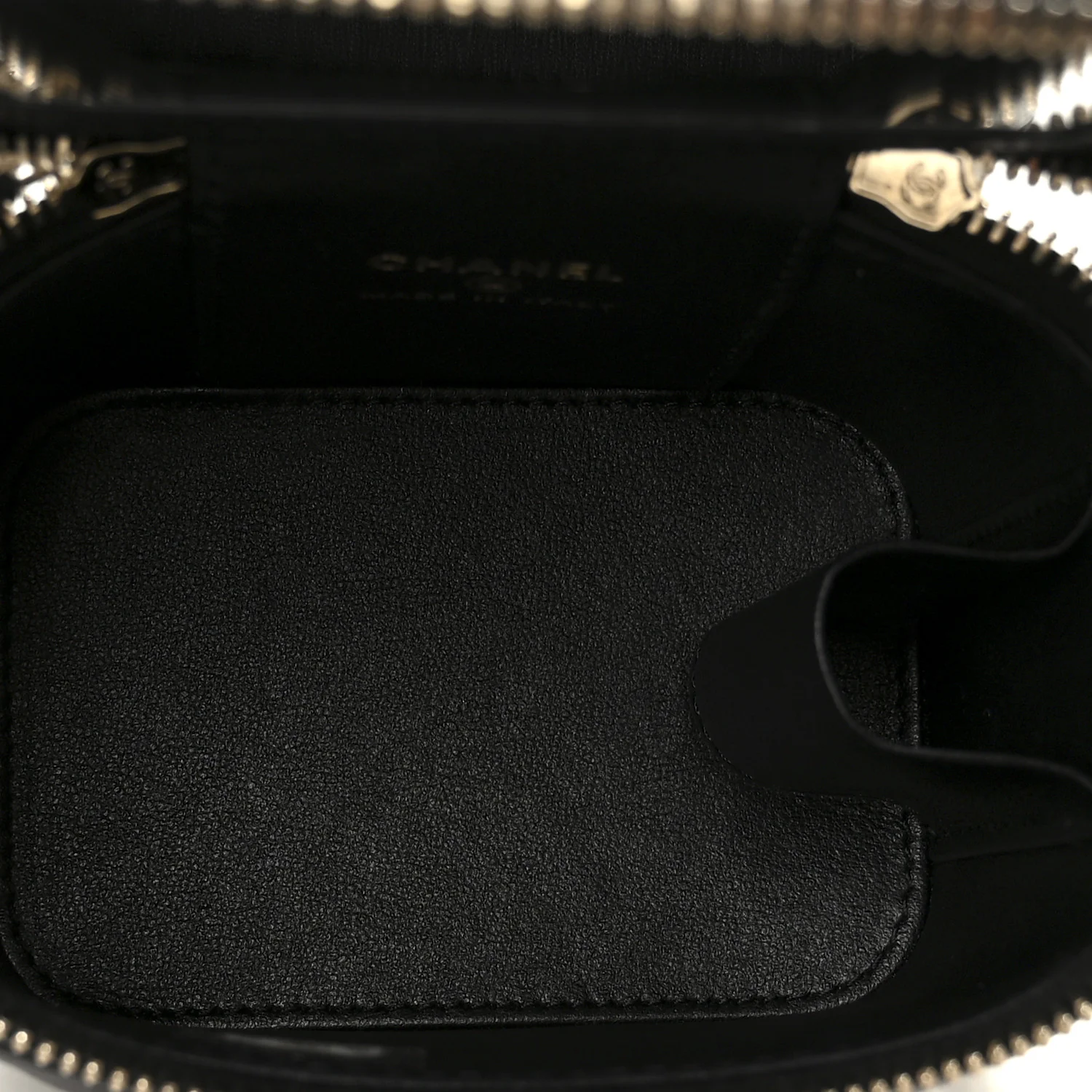 Lambskin Quilted Top Handle Mini Vanity Case With Chain Black - Image 5