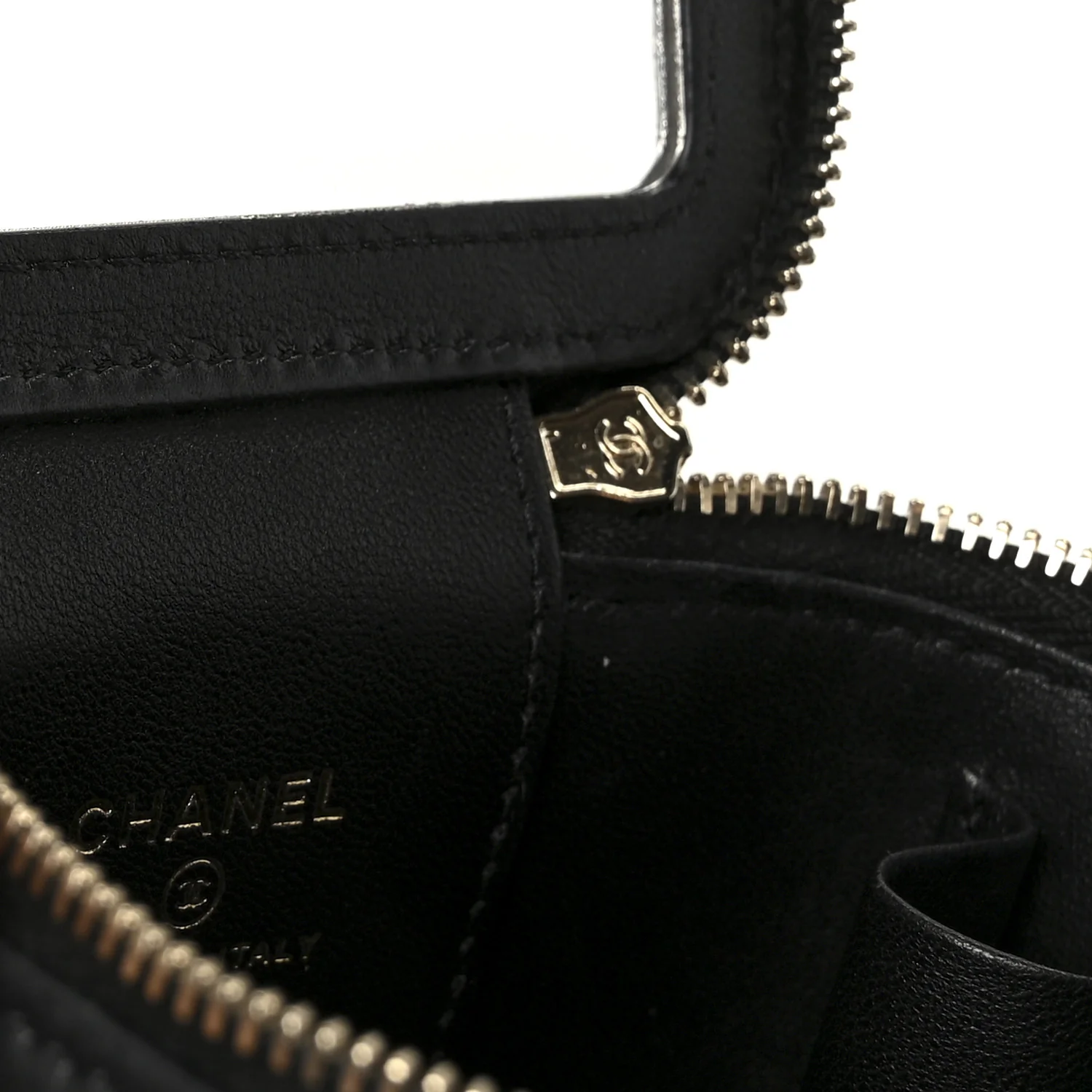 Lambskin Quilted Top Handle Mini Vanity Case With Chain Black - Image 8