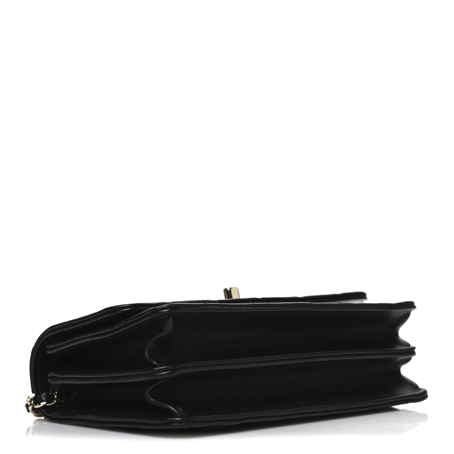 Lambskin Quilted Trendy CC Dual Handle Clutch With Chain Black - Image 4
