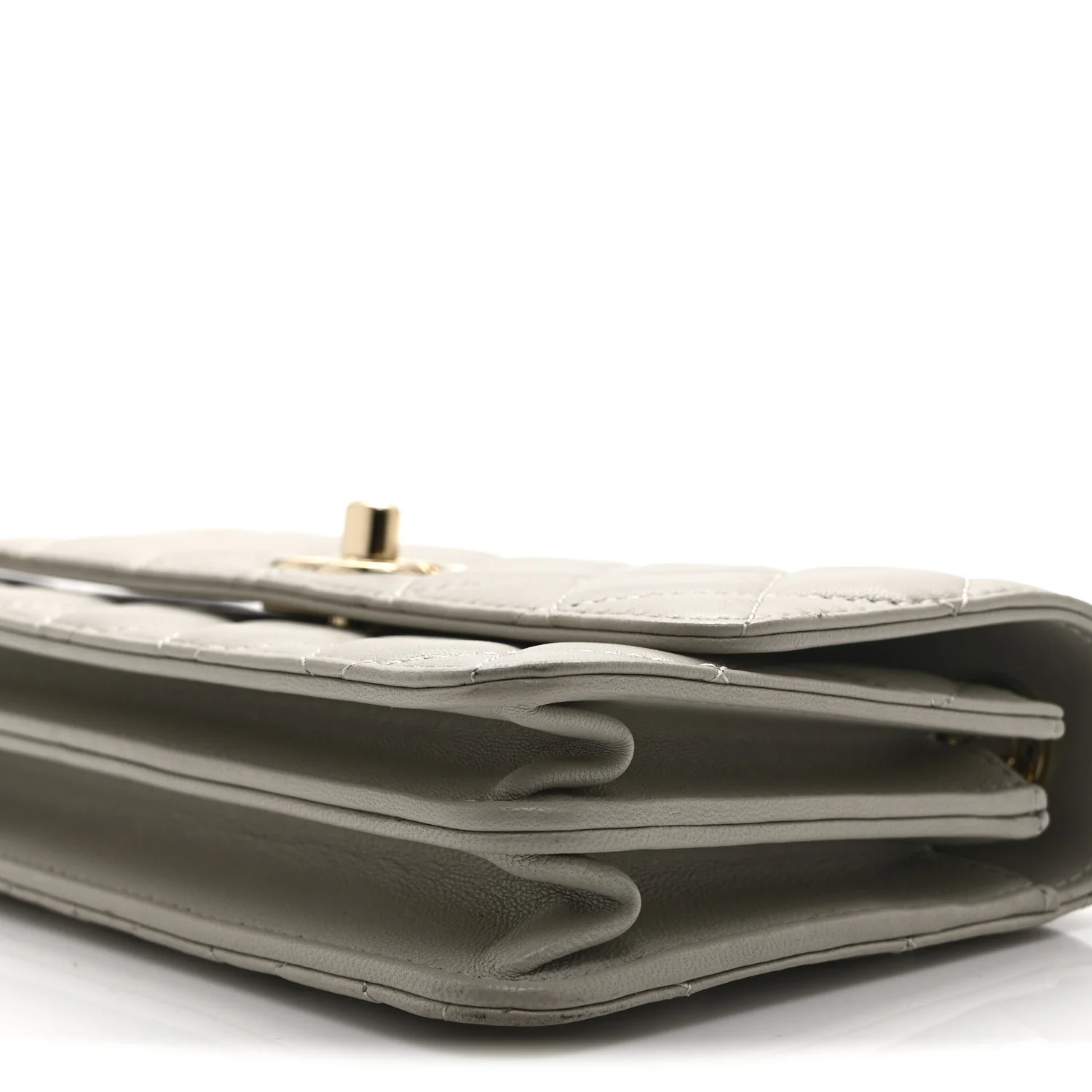 Lambskin Quilted Trendy CC Dual Handle Clutch With Chain Grey - Image 11