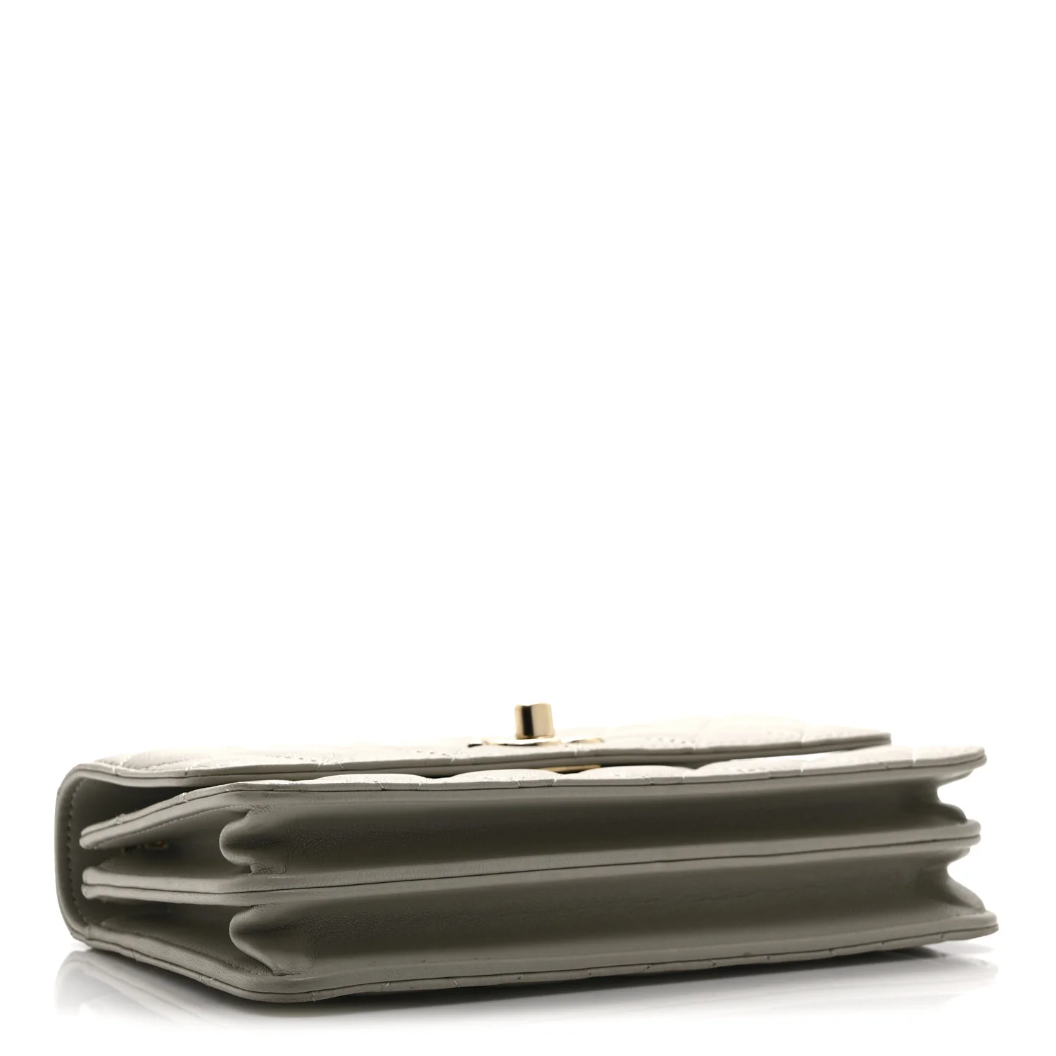 Lambskin Quilted Trendy CC Dual Handle Clutch With Chain Grey - Image 4