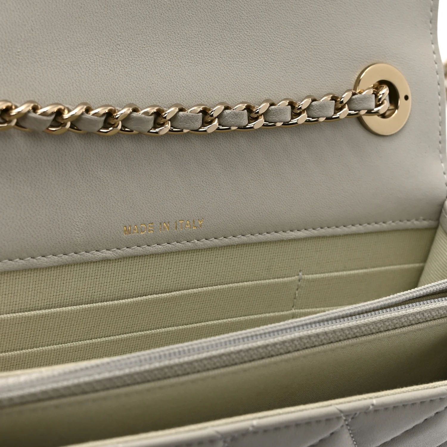 Lambskin Quilted Trendy CC Dual Handle Clutch With Chain Grey - Image 7
