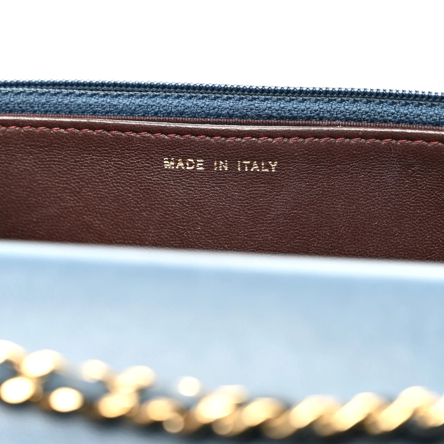 Lambskin Quilted Trendy CC Wallet On Chain WOC Blue - Image 7