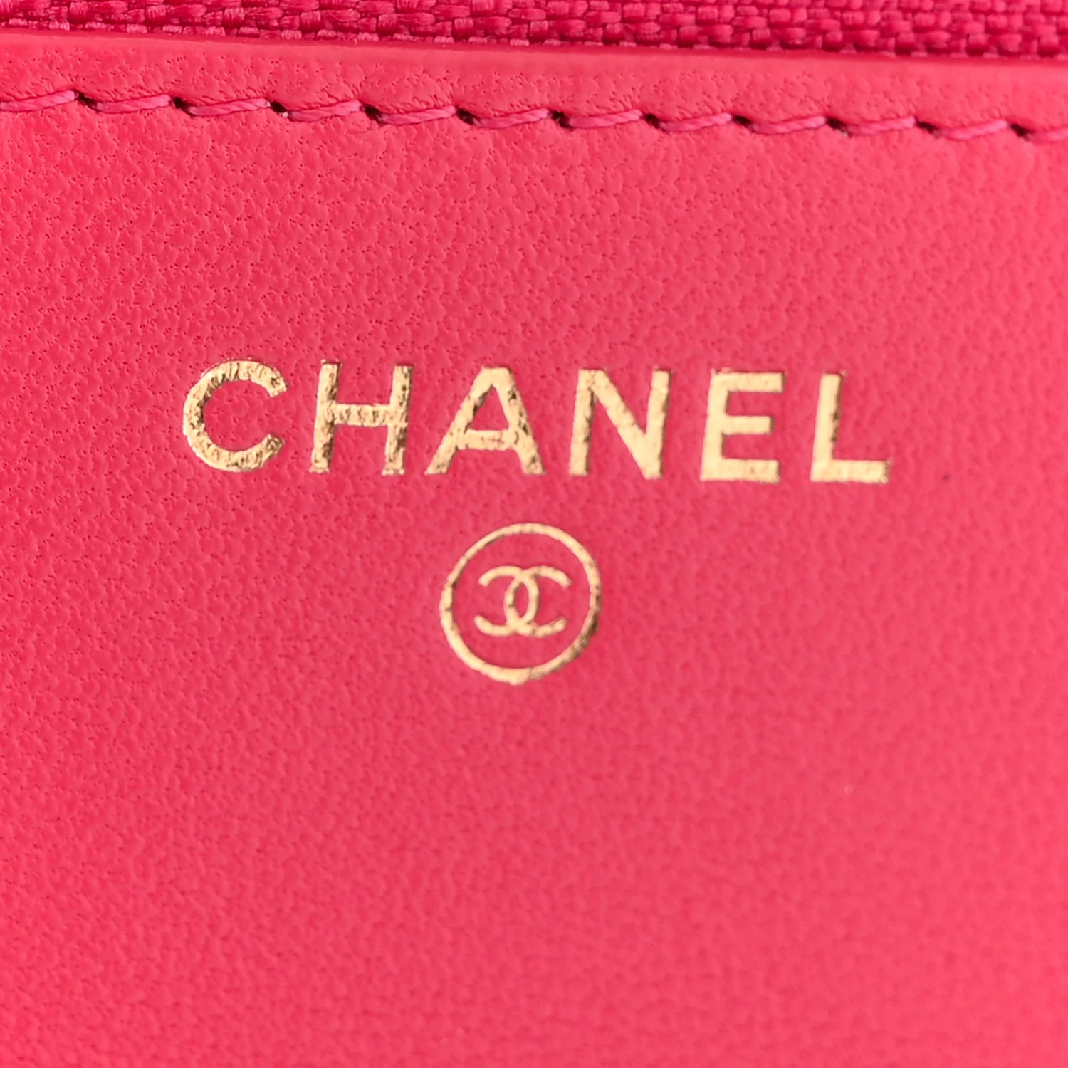 Lambskin Quilted Trendy CC Wallet On Chain WOC Dark Pink - Image 6
