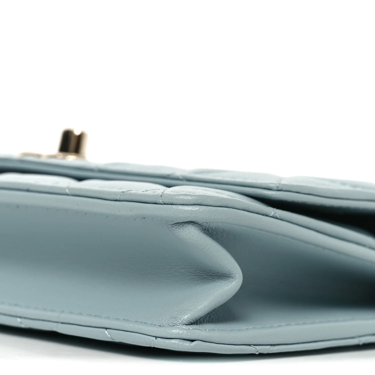 Lambskin Quilted Trendy CC Wallet On Chain WOC Light Blue - Image 10