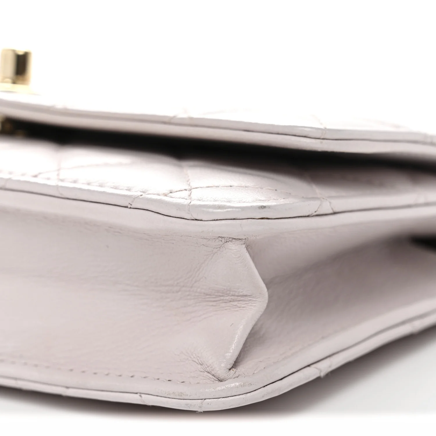 Lambskin Quilted Trendy CC Wallet On Chain WOC Lilac - Image 11