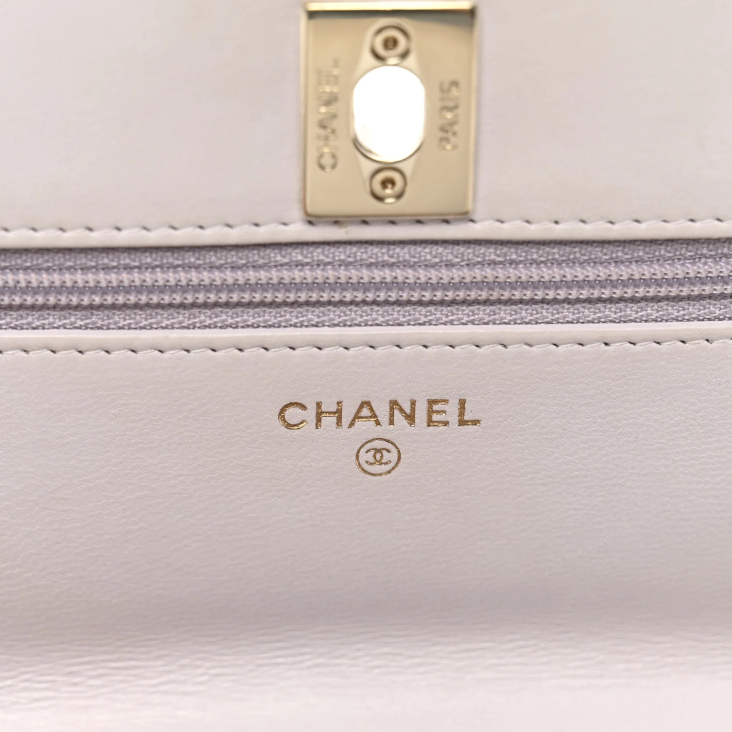 Lambskin Quilted Trendy CC Wallet On Chain WOC Lilac - Image 6