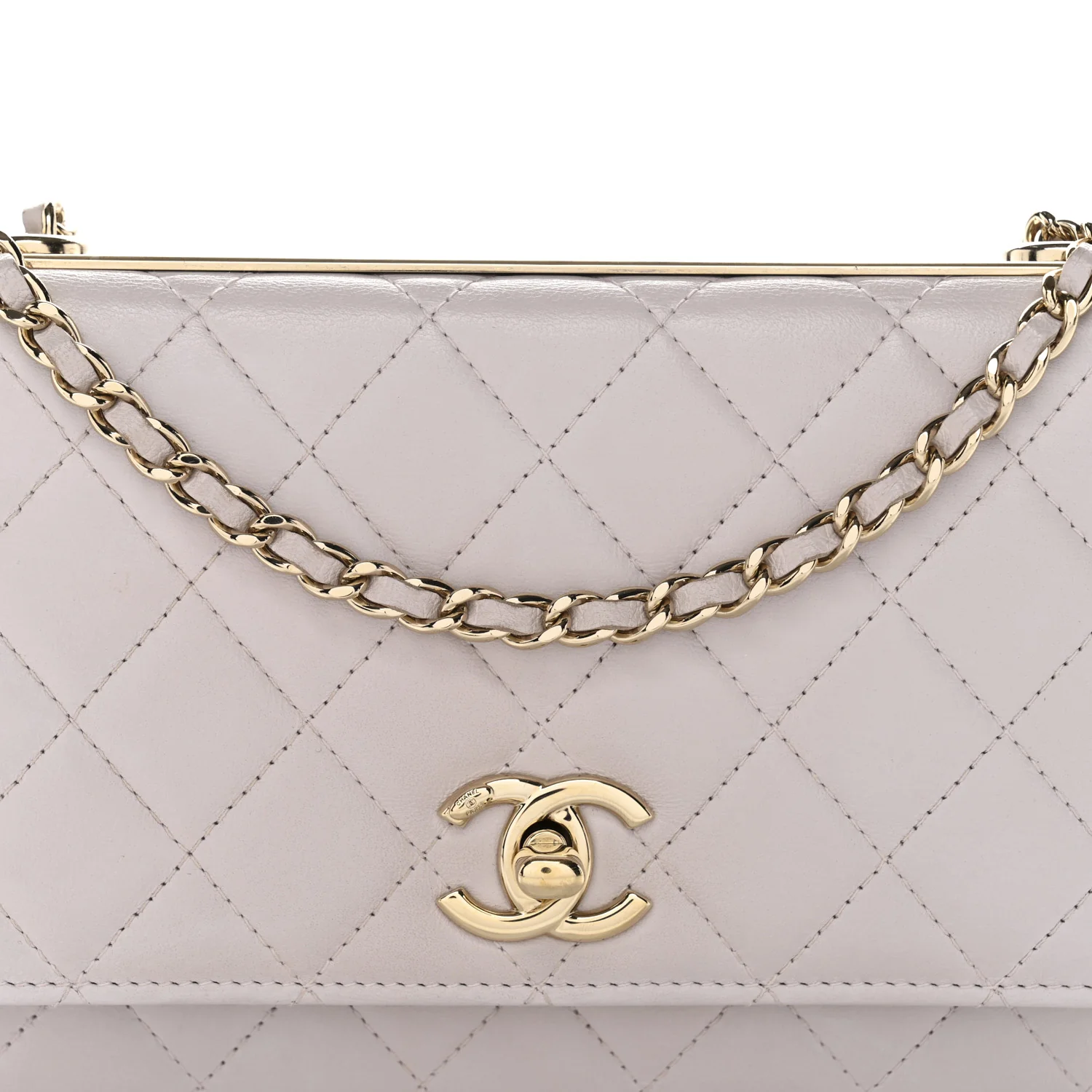 Lambskin Quilted Trendy CC Wallet On Chain WOC Lilac - Image 9