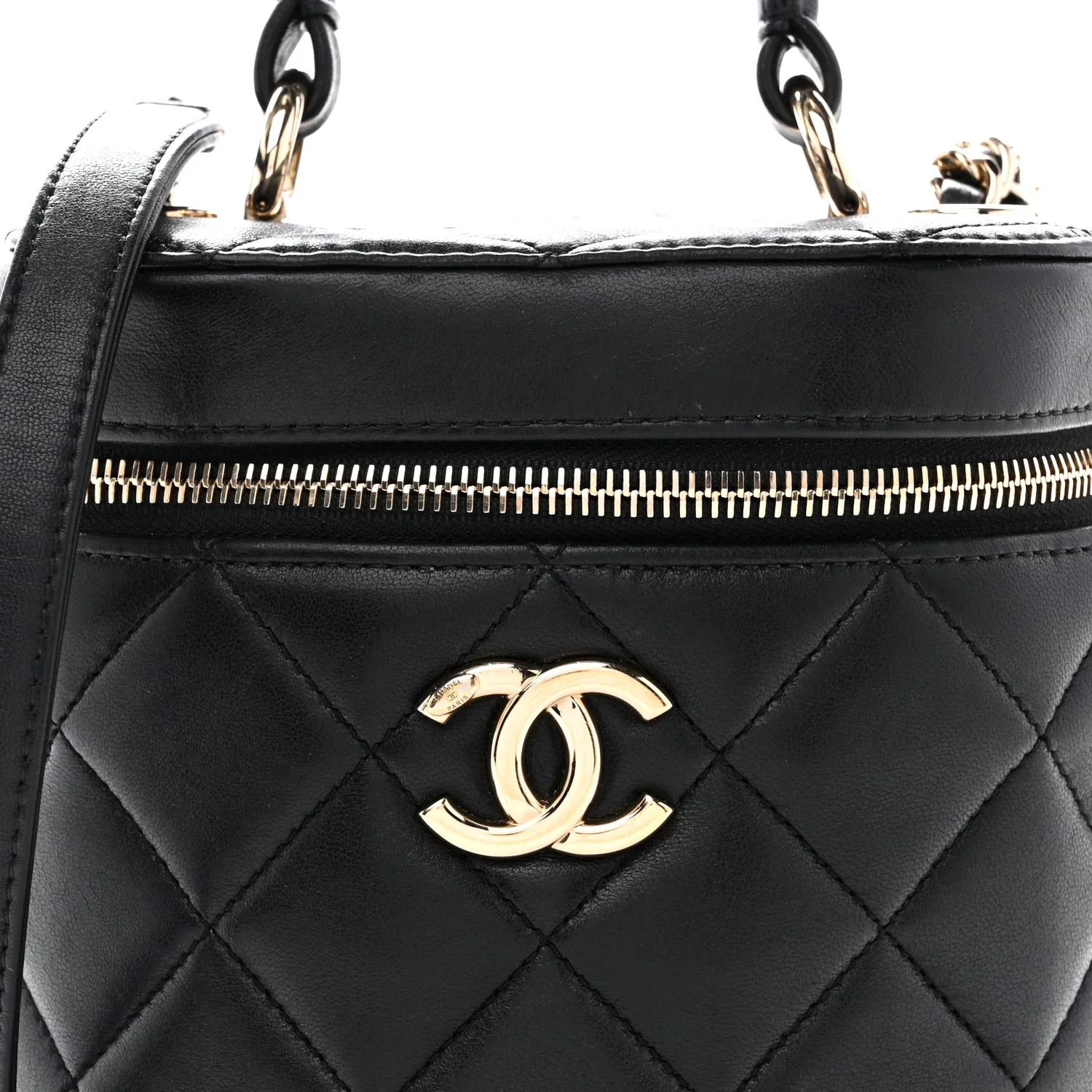 Lambskin Quilted Trendy Vanity Case Black - Image 8