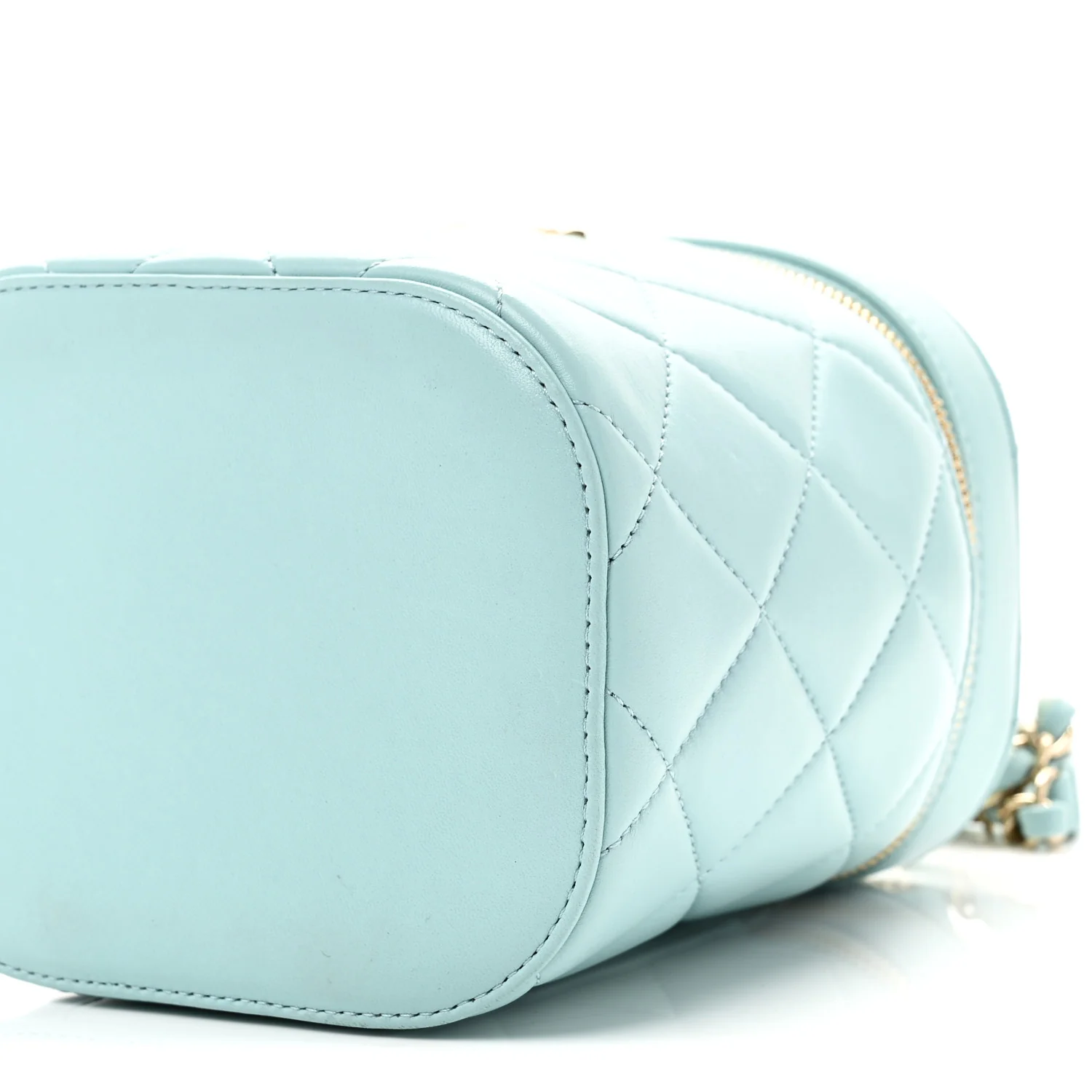 Lambskin Quilted Trendy Vanity Case Light Blue - Image 10