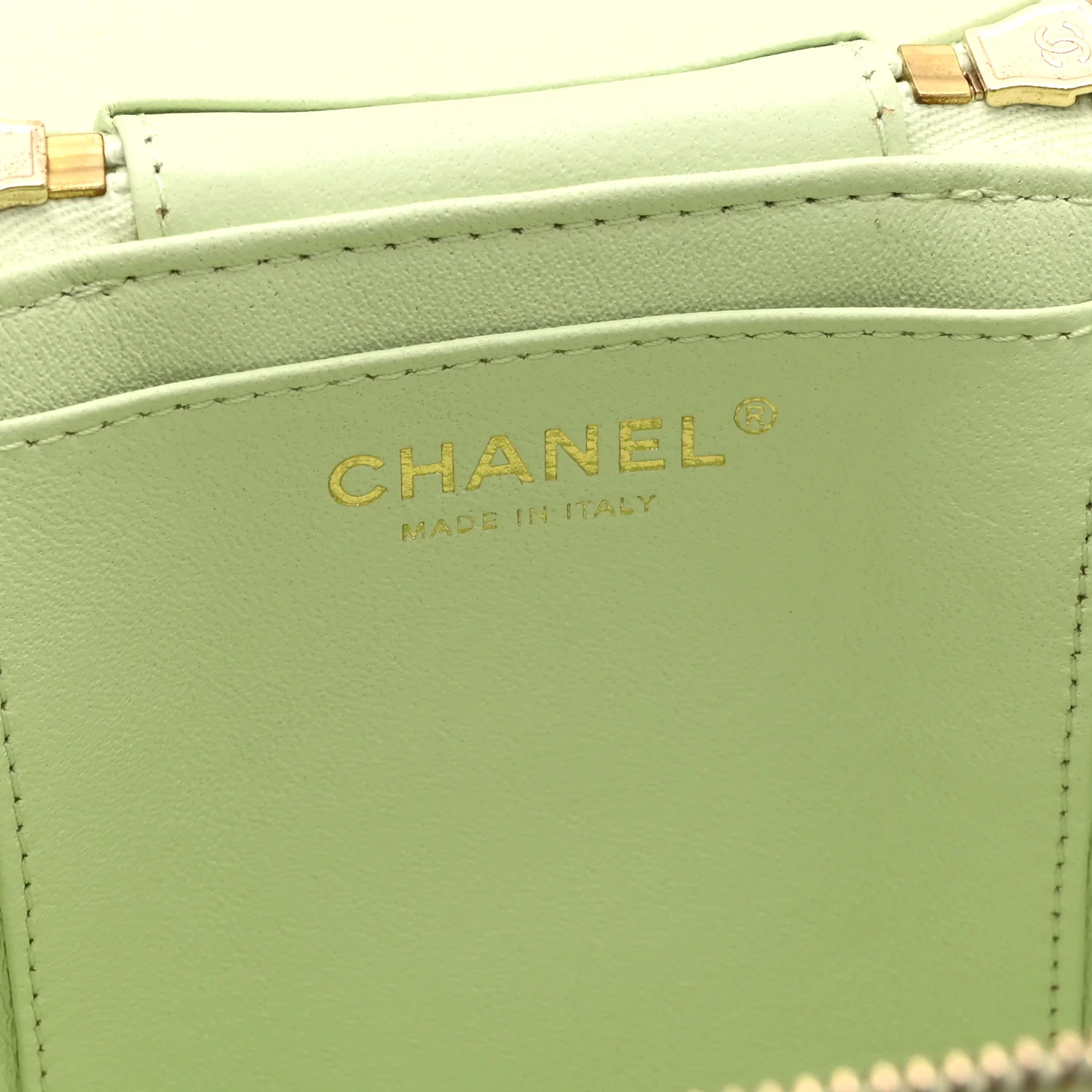 Lambskin Quilted Trendy Vanity Case Sea Green - Image 6