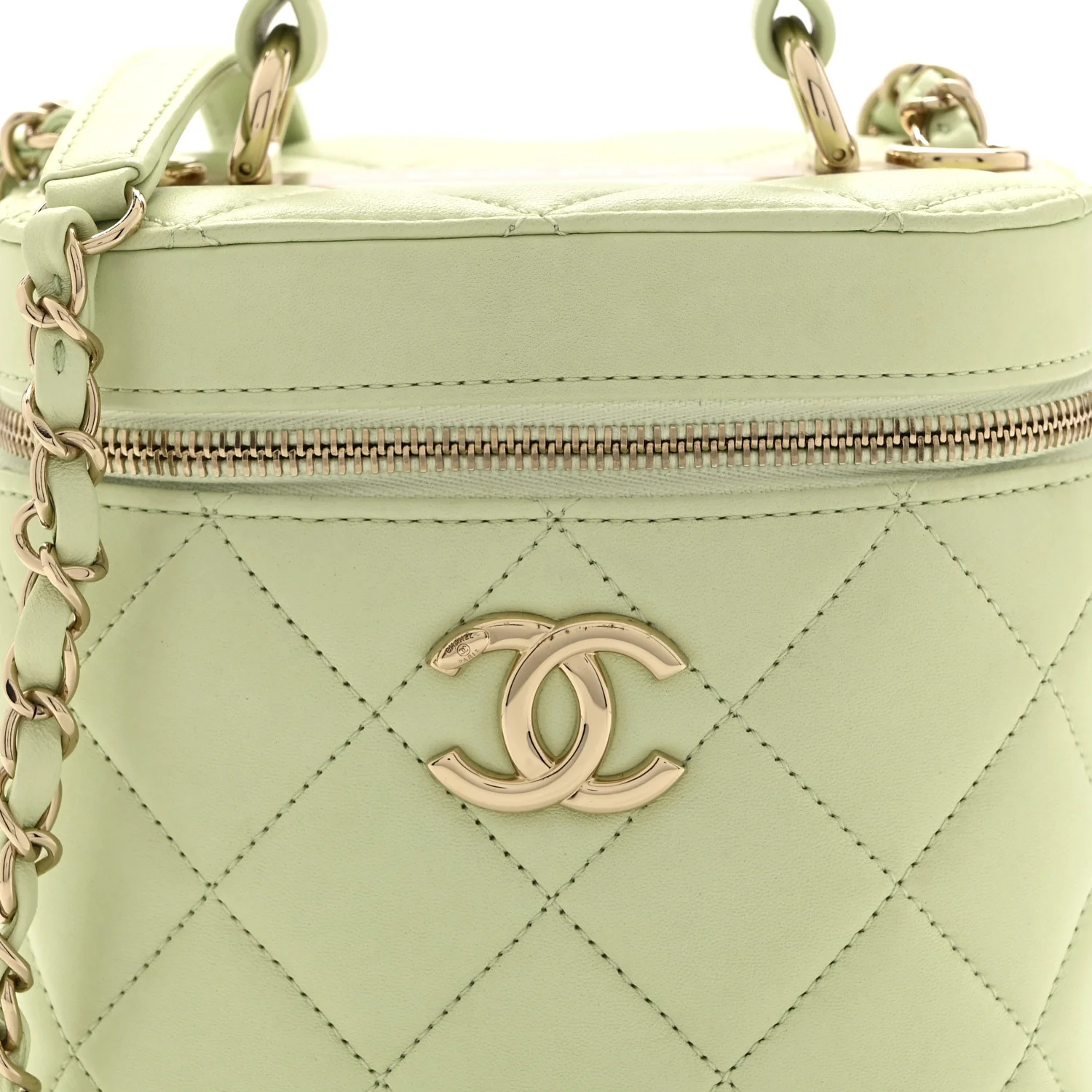 Lambskin Quilted Trendy Vanity Case Sea Green - Image 8