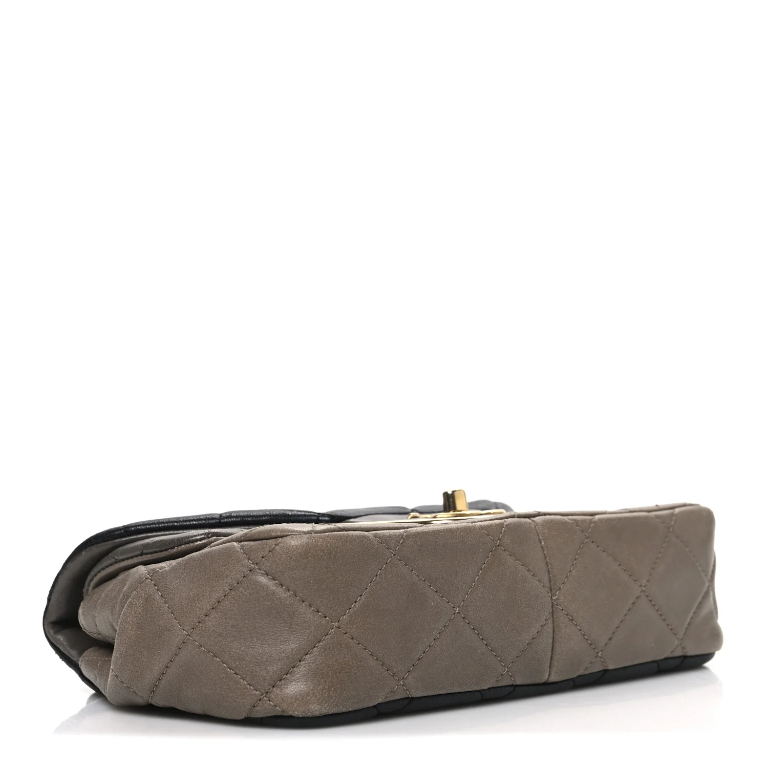 Lambskin Quilted Tri-Color Small Double Flap Black Taupe Brown - Image 4