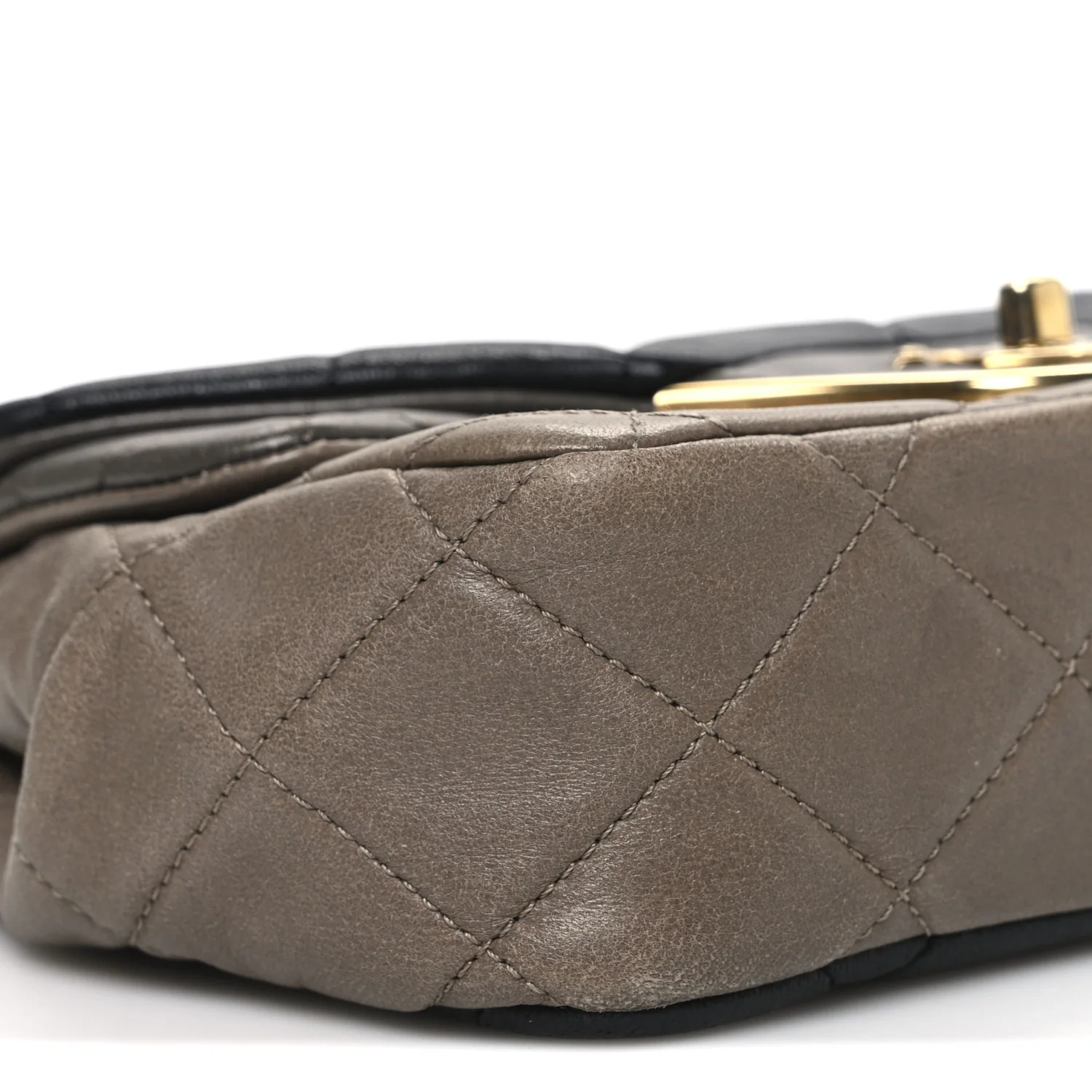 Lambskin Quilted Tri-Color Small Double Flap Black Taupe Brown - Image 9