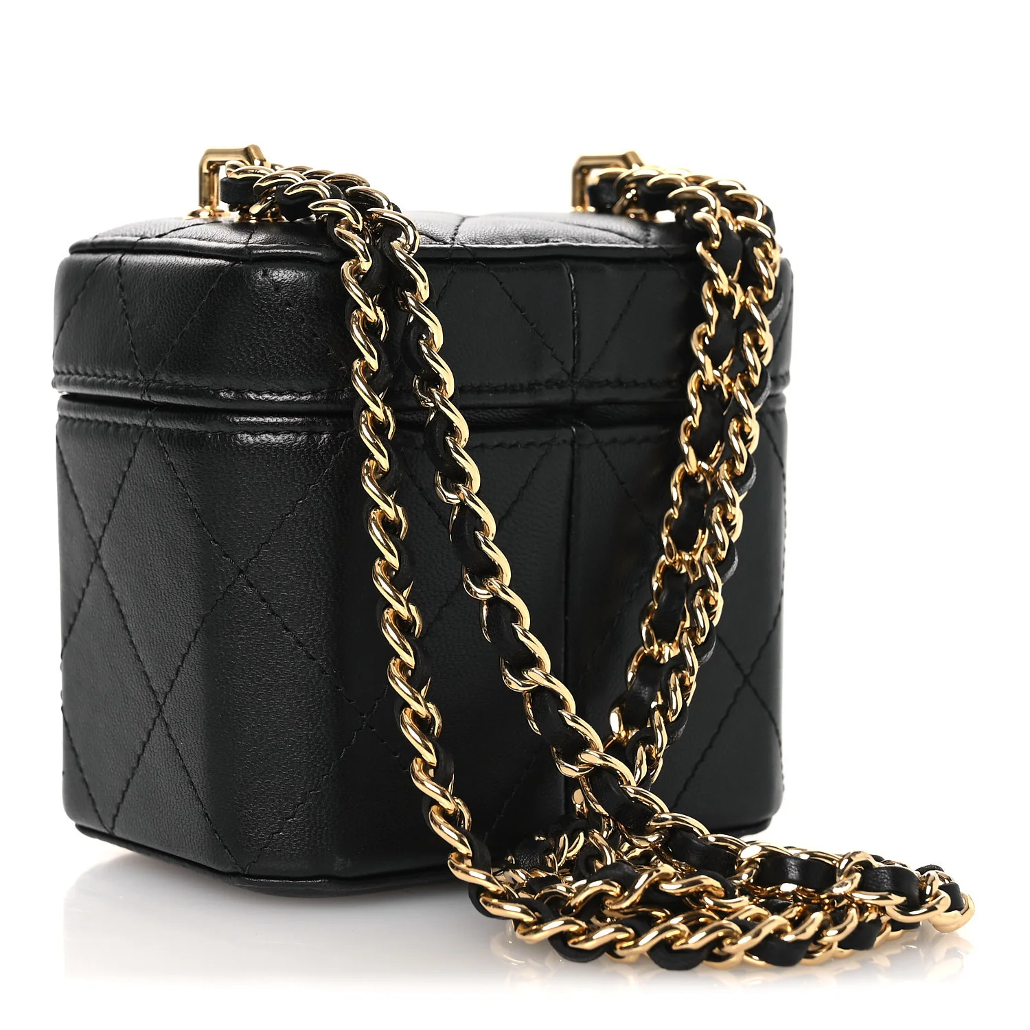 Lambskin Quilted Vanity Clutch With Chain Black - Image 2