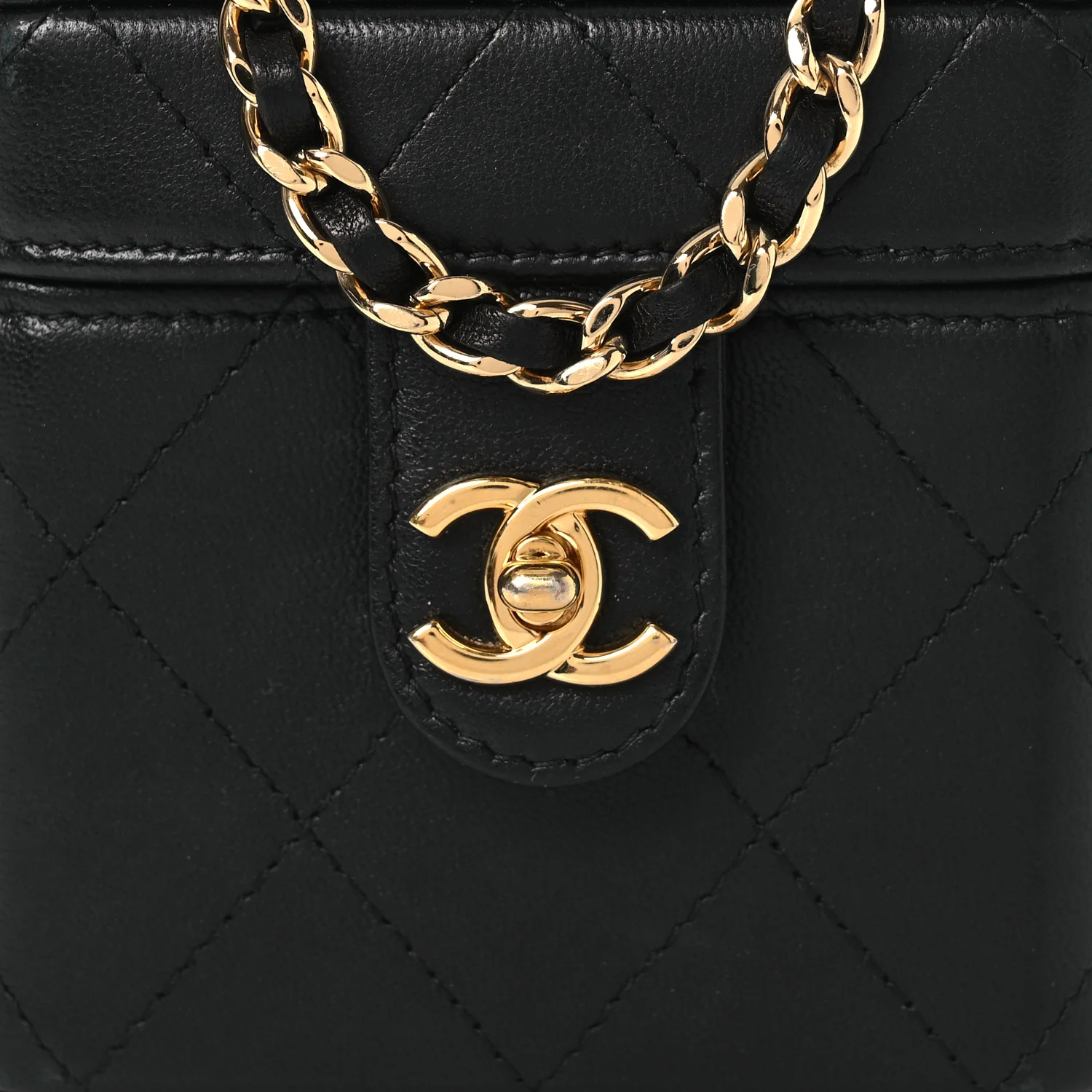 Lambskin Quilted Vanity Clutch With Chain Black - Image 7