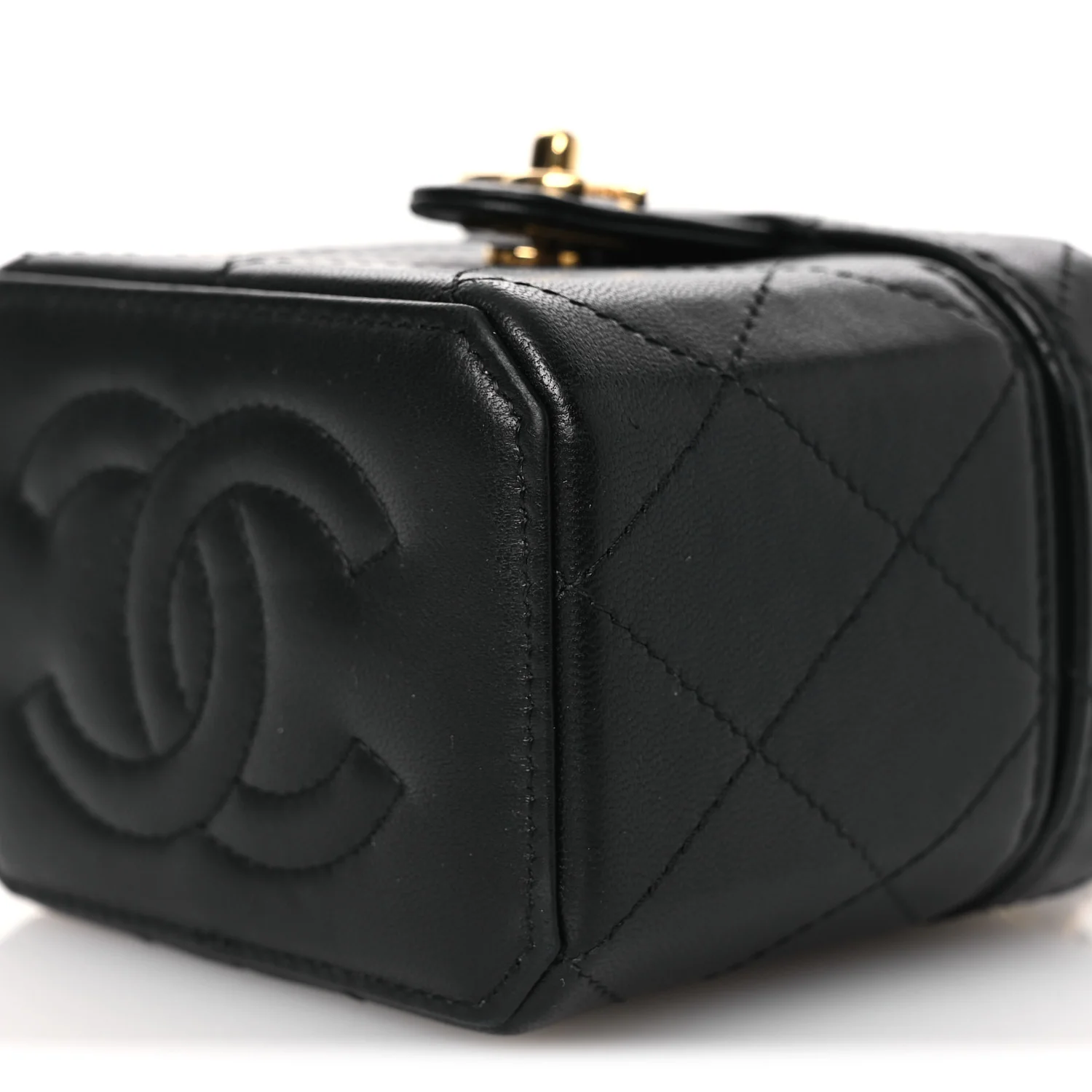 Lambskin Quilted Vanity Clutch With Chain Black - Image 9