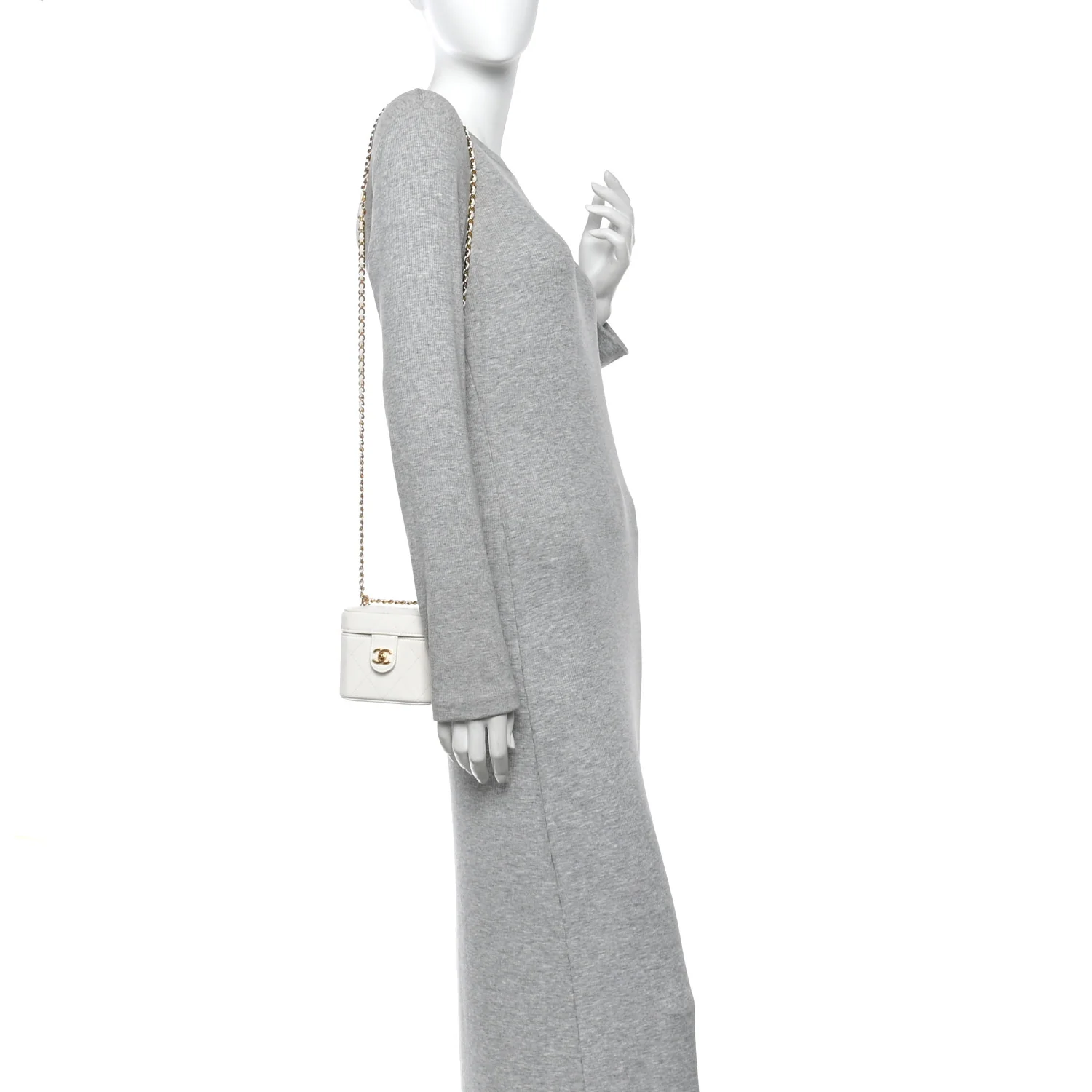 Lambskin Quilted Vanity Clutch With Chain White - Image 2