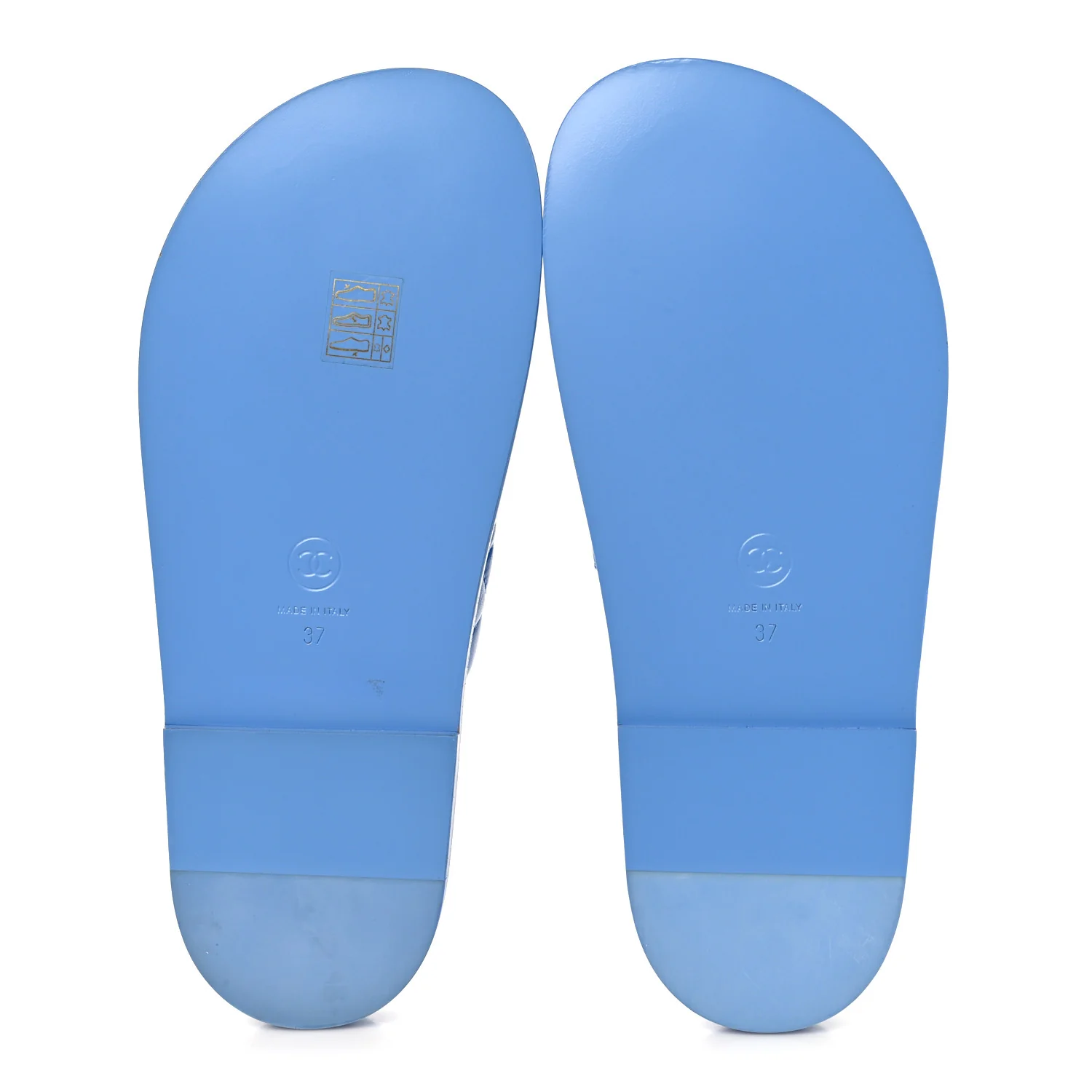 Lambskin Quilted Velcro Dad Chain CC Slide Sandals 37 Blue - Image 6