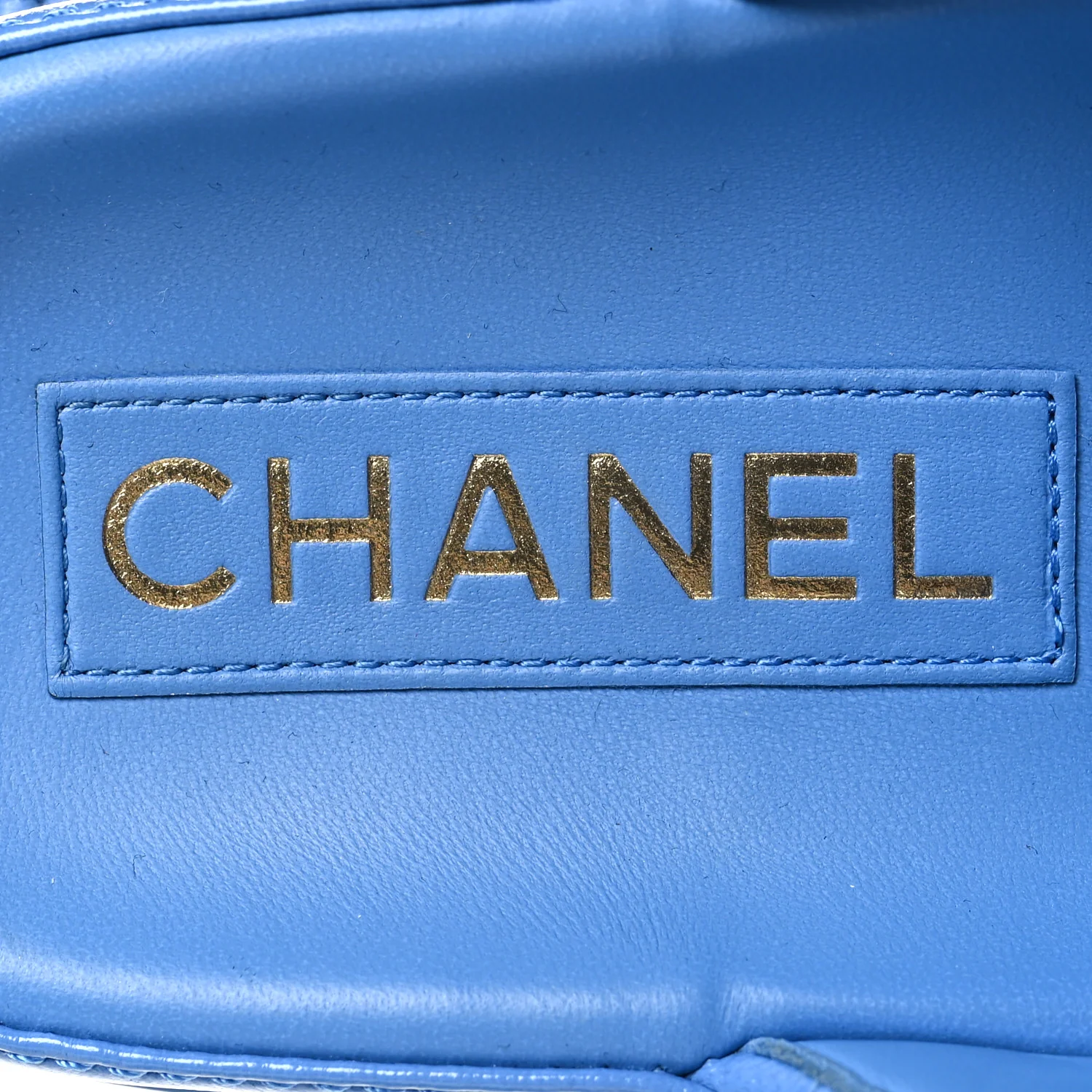 Lambskin Quilted Velcro Dad Chain CC Slide Sandals 37 Blue - Image 9