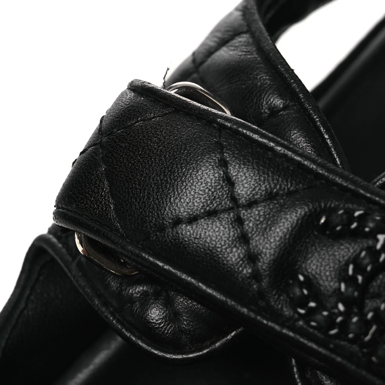 Lambskin Quilted Velcro Dad Sandals 38.5 So Black - Image 11