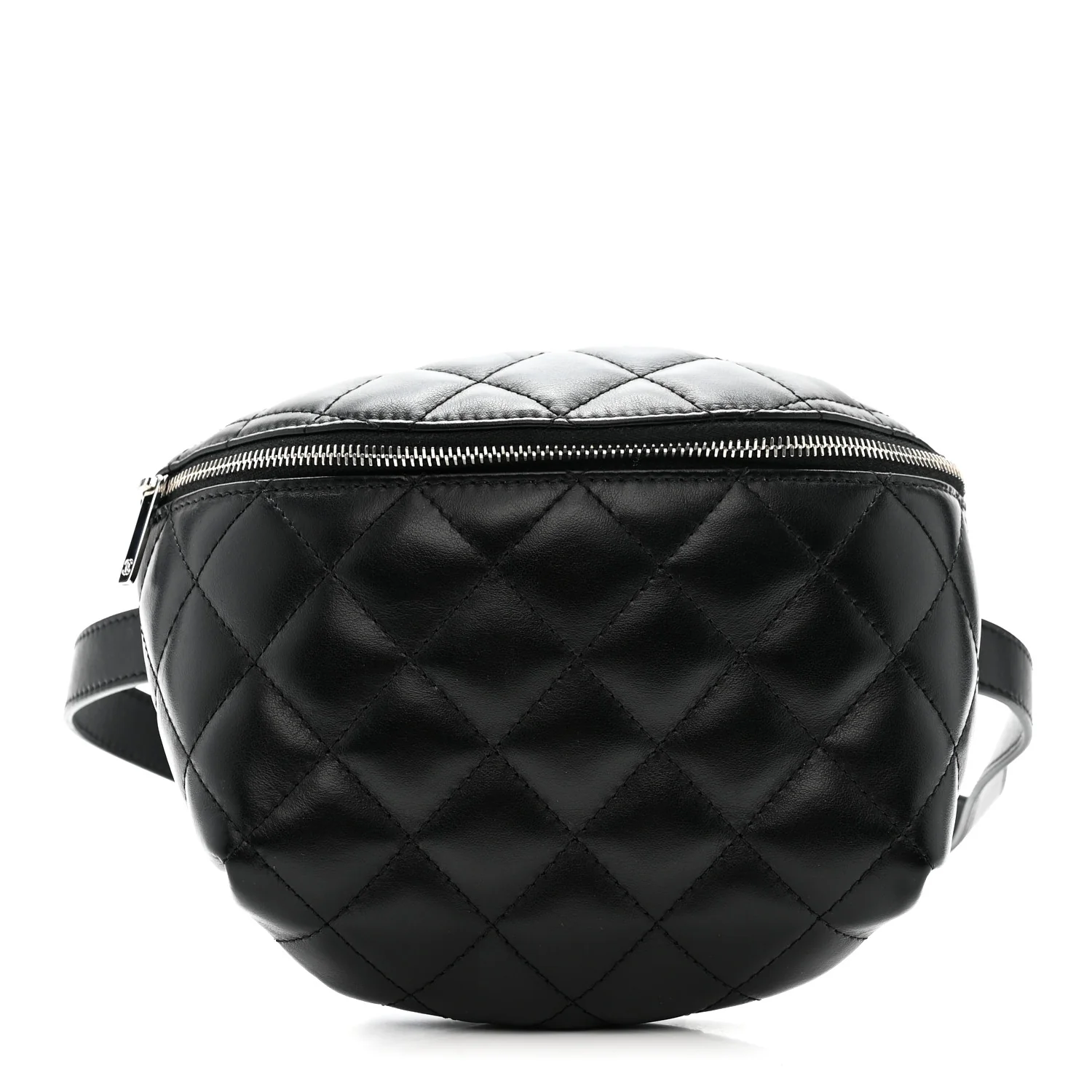 Lambskin Quilted Waist Belt Bag Black