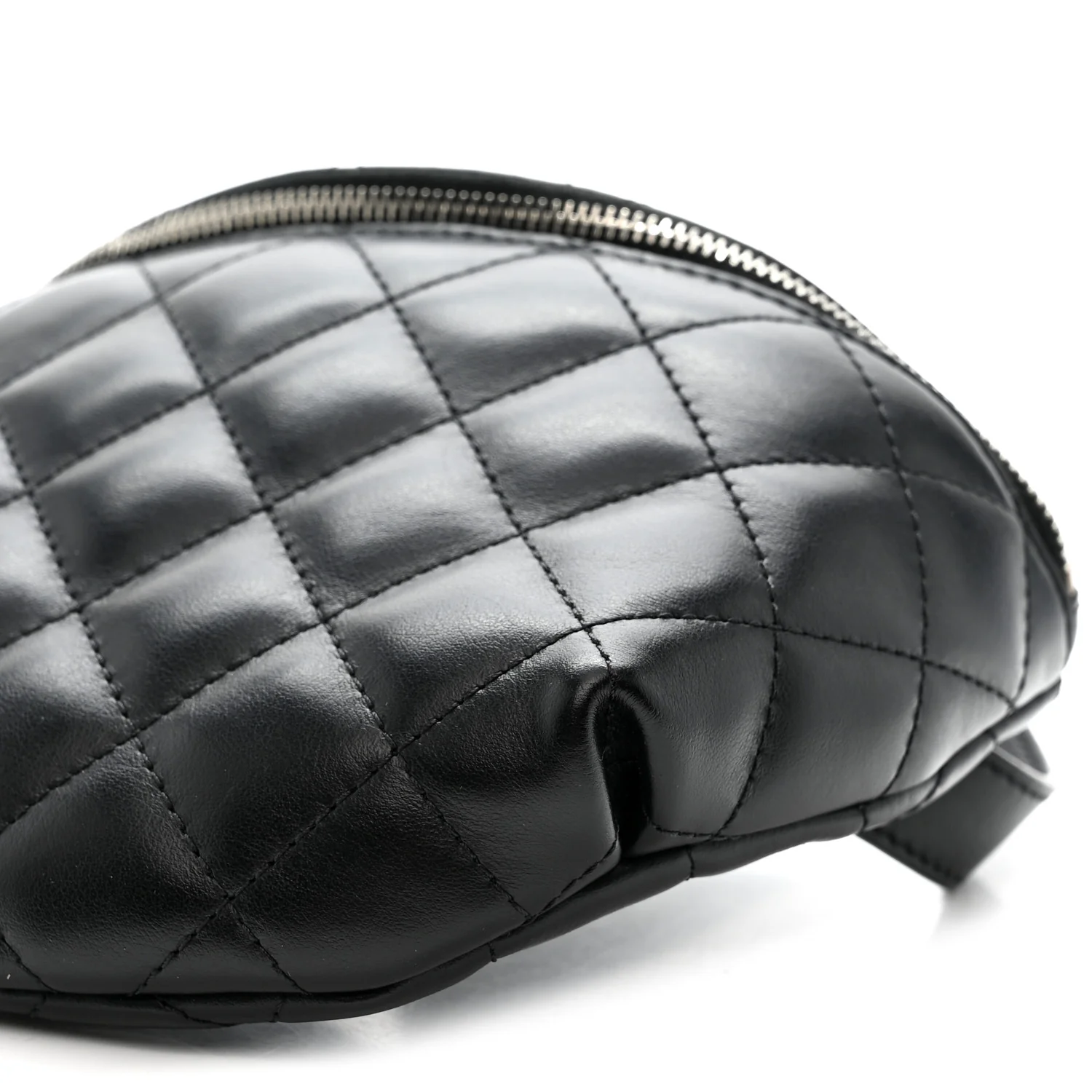 Lambskin Quilted Waist Belt Bag Black - Image 10