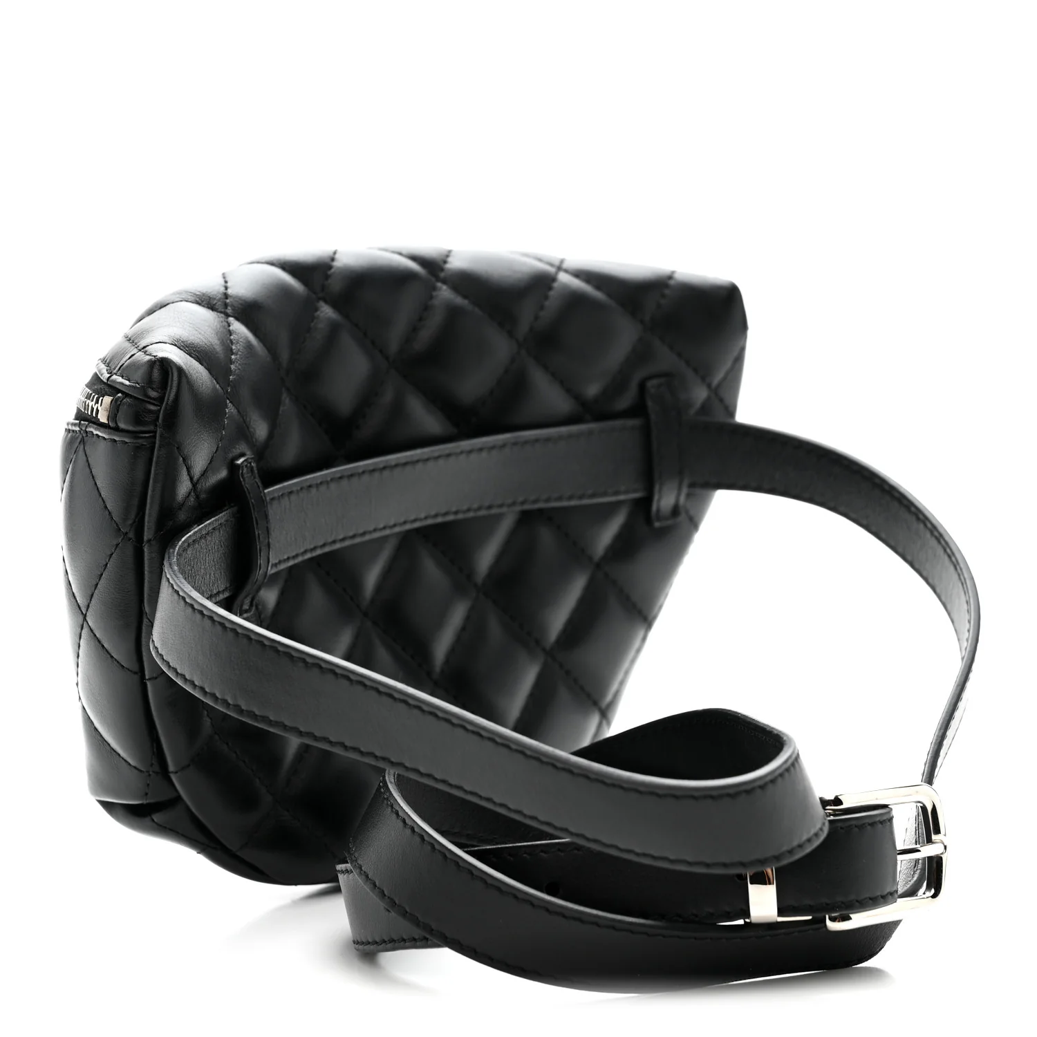 Lambskin Quilted Waist Belt Bag Black - Image 3