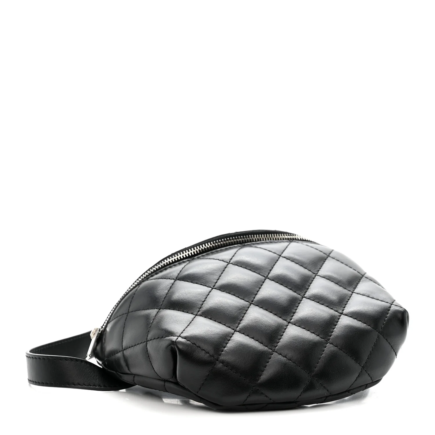 Lambskin Quilted Waist Belt Bag Black - Image 4