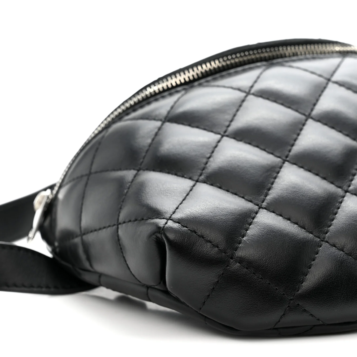 Lambskin Quilted Waist Belt Bag Black - Image 9