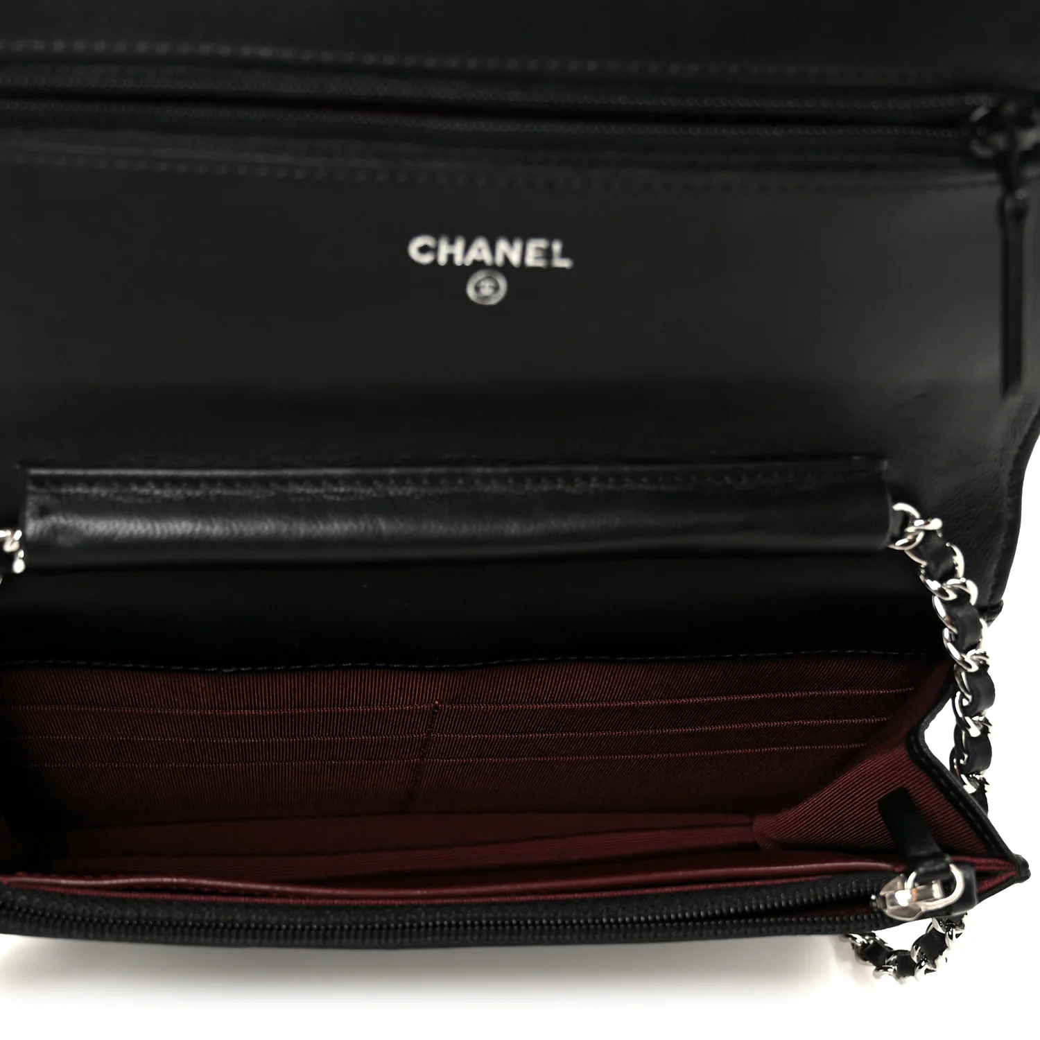 Lambskin Quilted Wallet On Chain WOC Black - Image 5