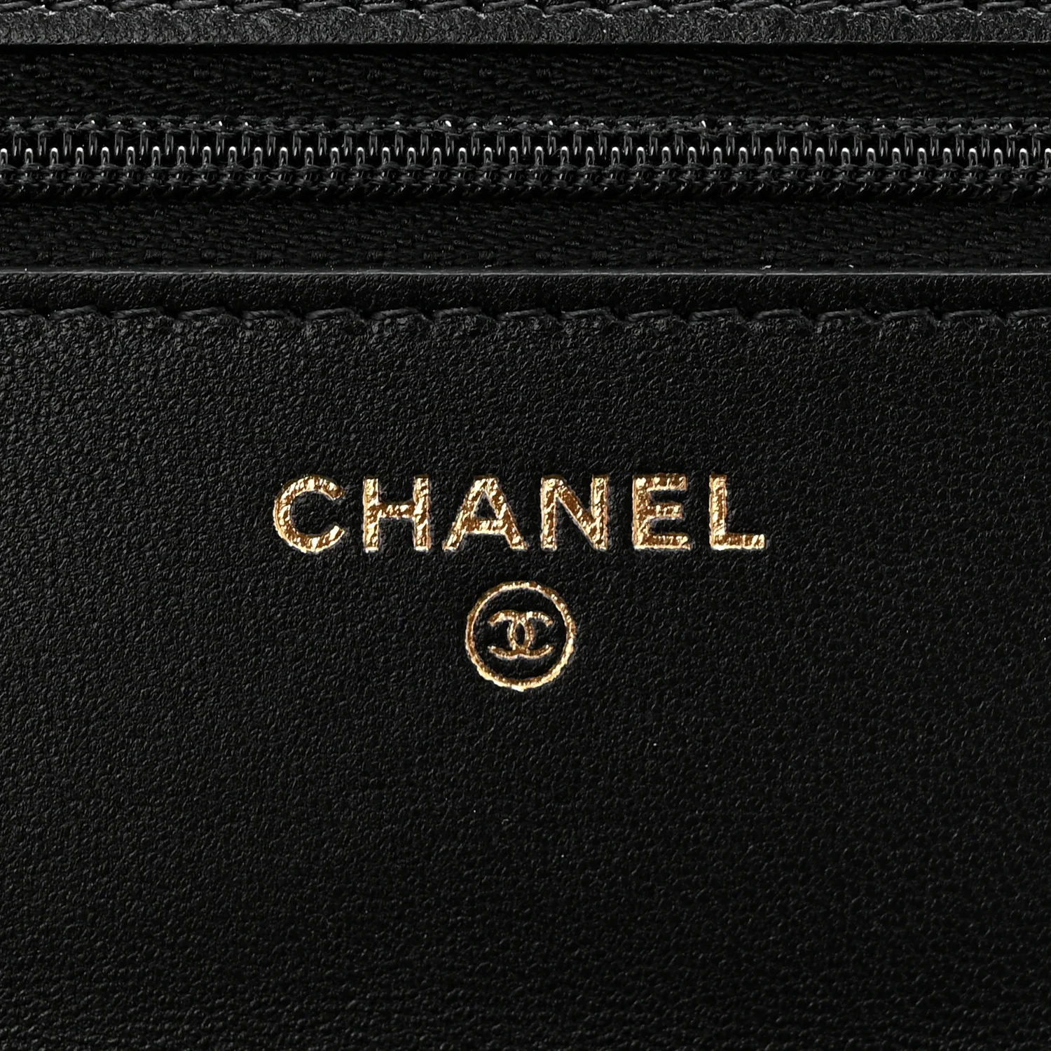 Lambskin Quilted Wallet On Chain WOC Black - Image 6