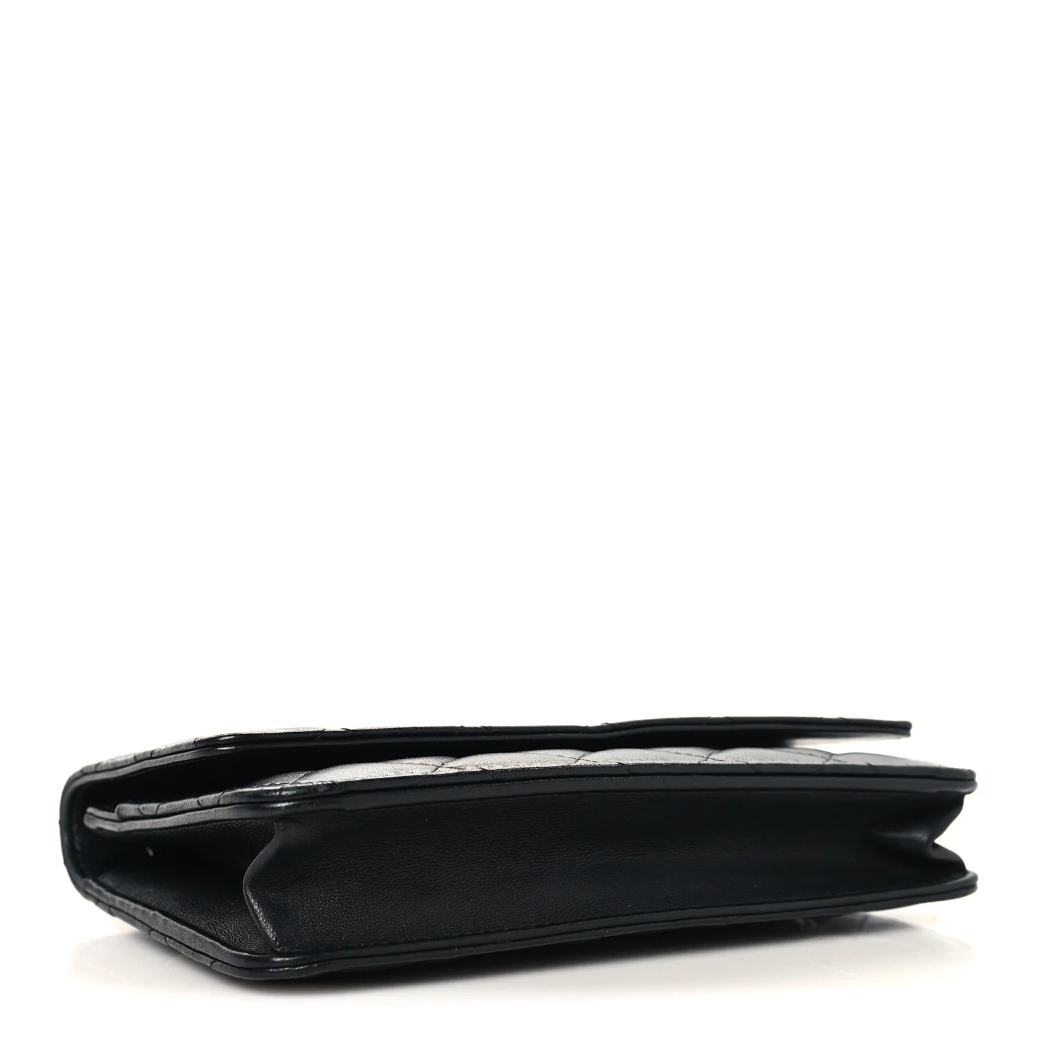 Lambskin Quilted Wallet On Chain WOC Black - Image 4