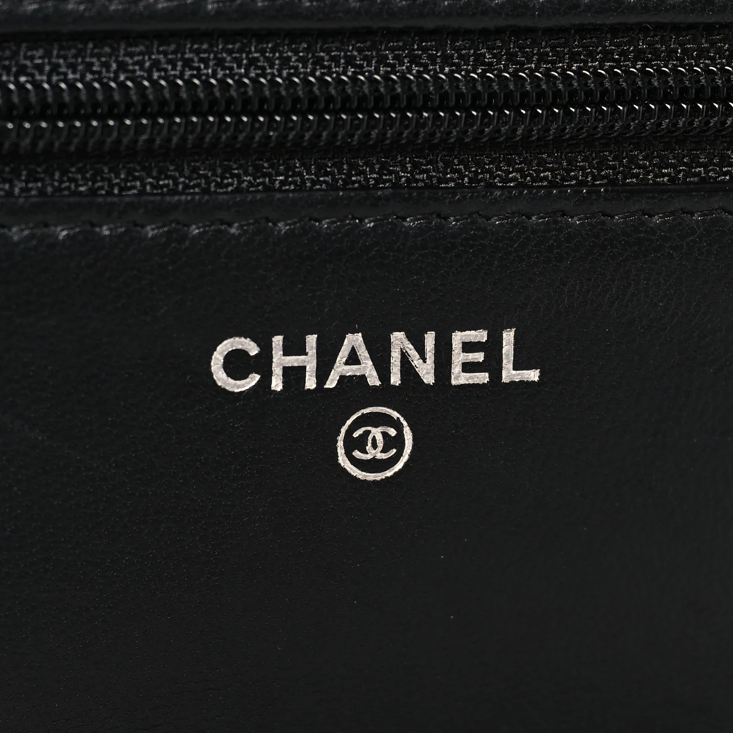 Lambskin Quilted Wallet On Chain WOC Black - Image 6