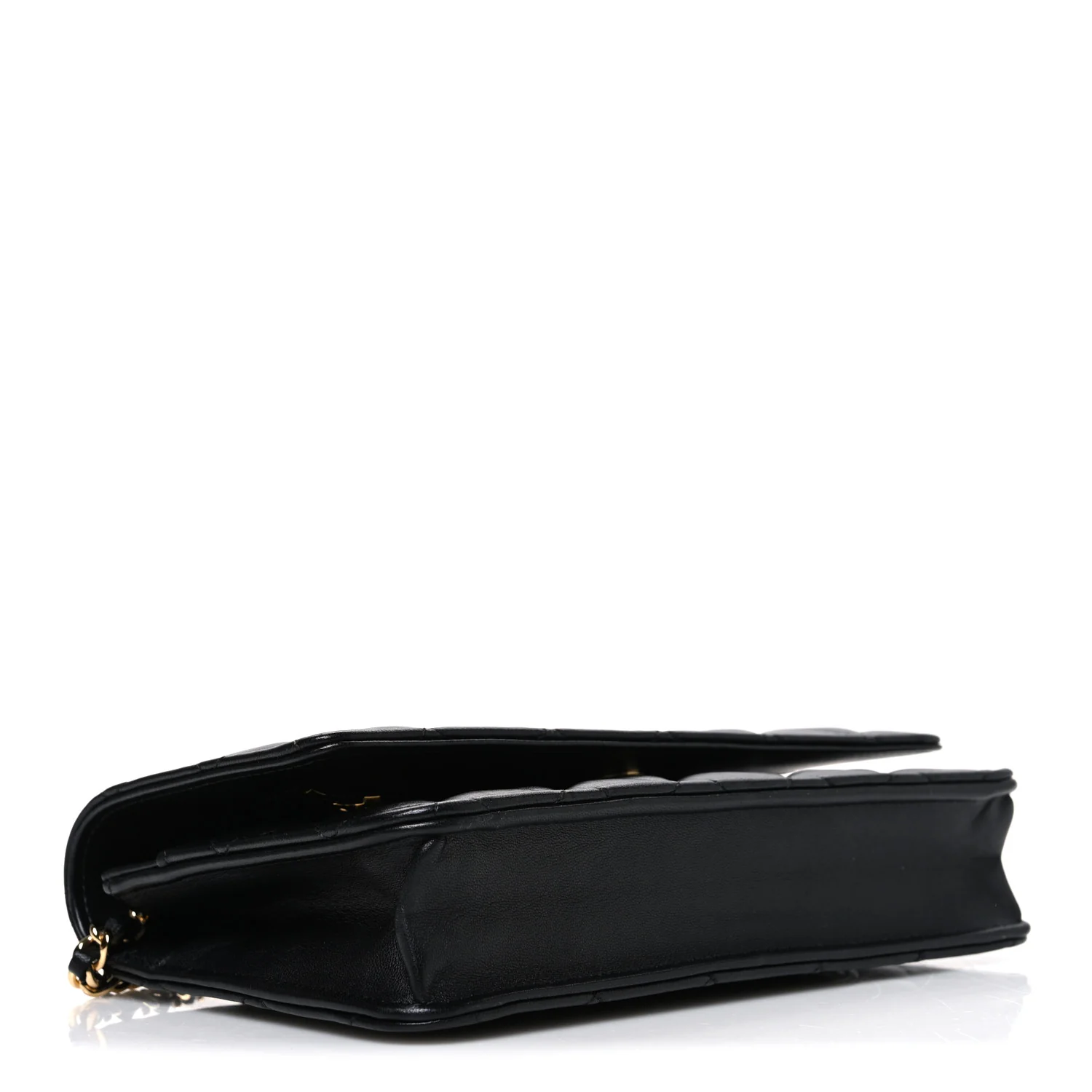 Lambskin Quilted Wallet On Chain WOC Black - Image 4