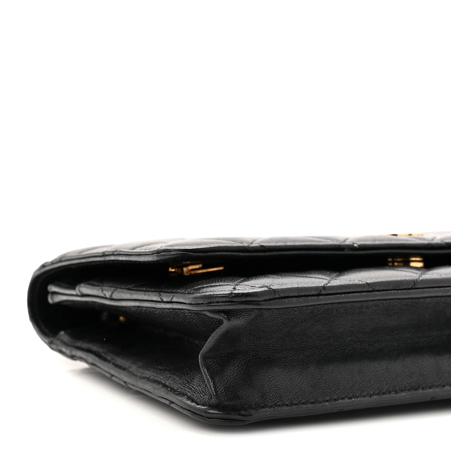 Lambskin Quilted Wallet On Chain WOC Black - Image 10
