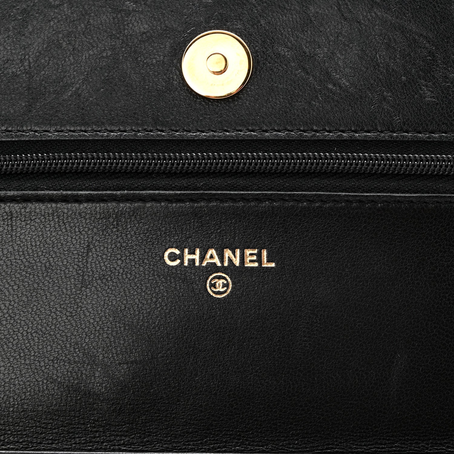 Lambskin Quilted Wallet On Chain WOC Black - Image 6