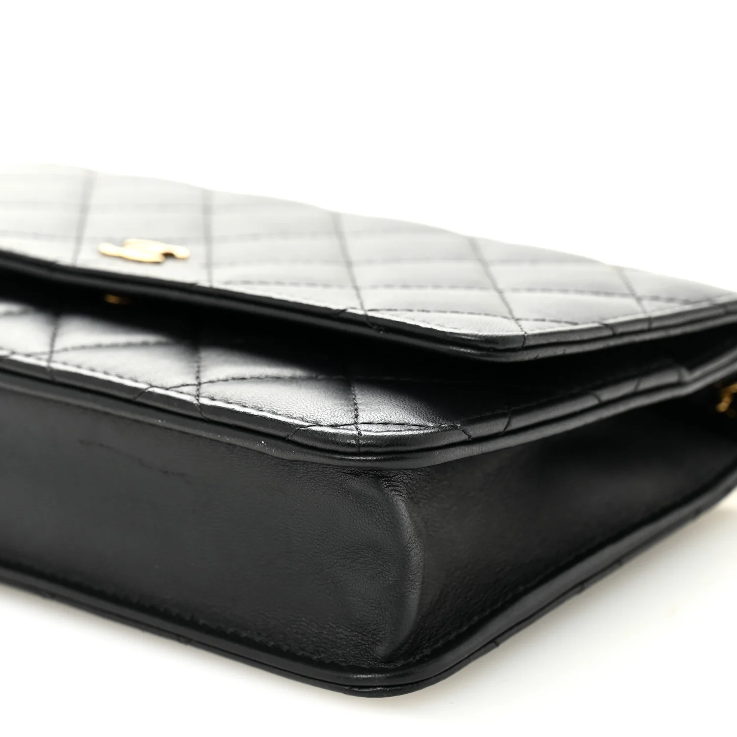Lambskin Quilted Wallet On Chain WOC Black - Image 11