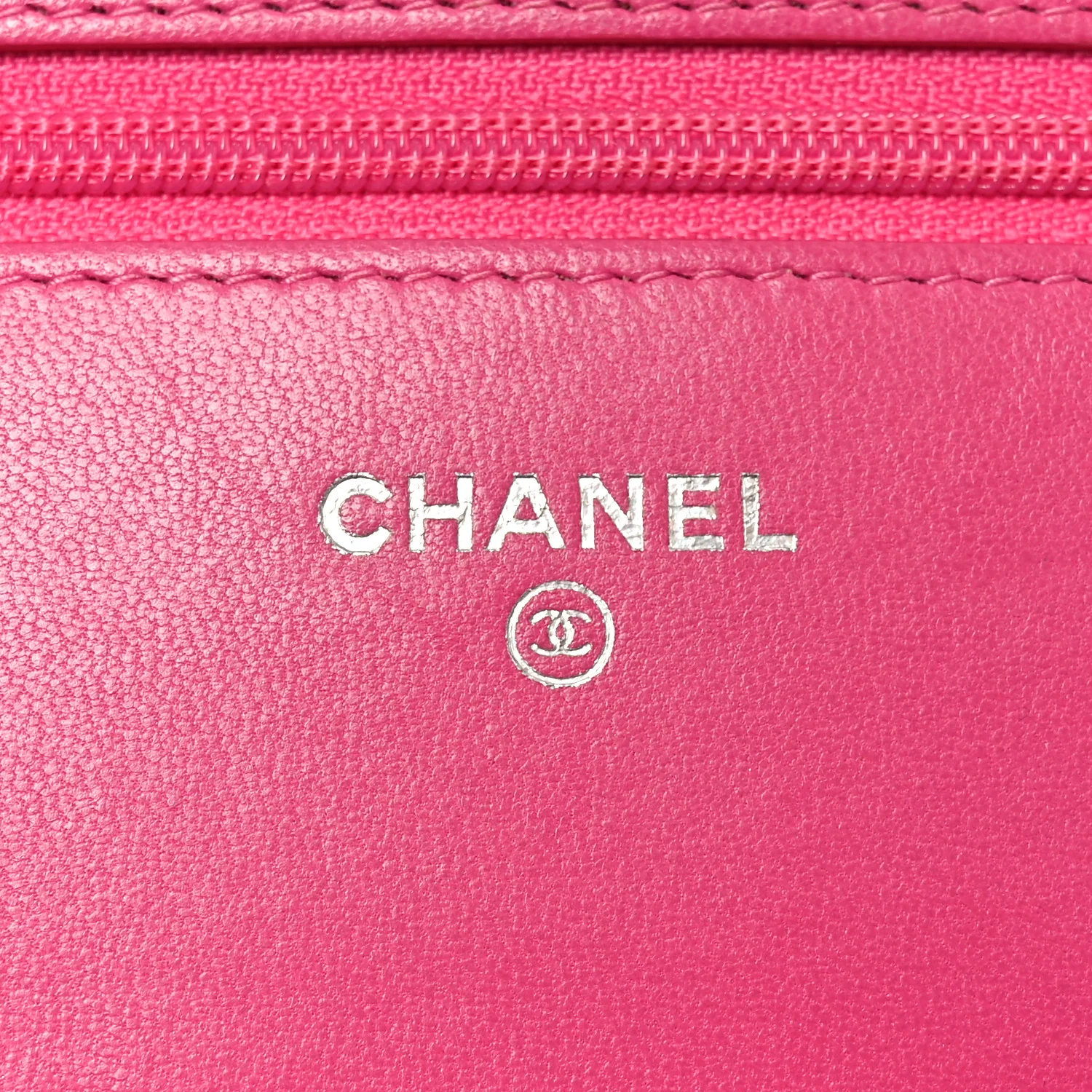 Lambskin Quilted Wallet On Chain WOC Dark Pink - Image 10
