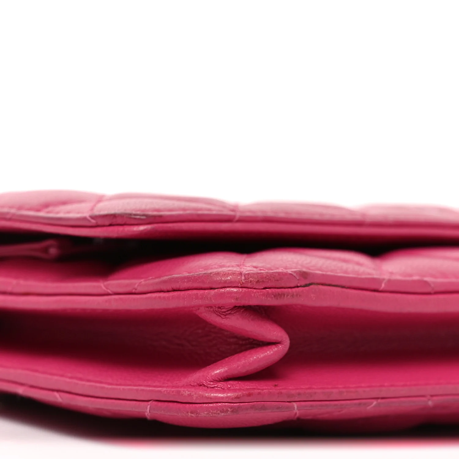 Lambskin Quilted Wallet On Chain WOC Dark Pink - Image 19