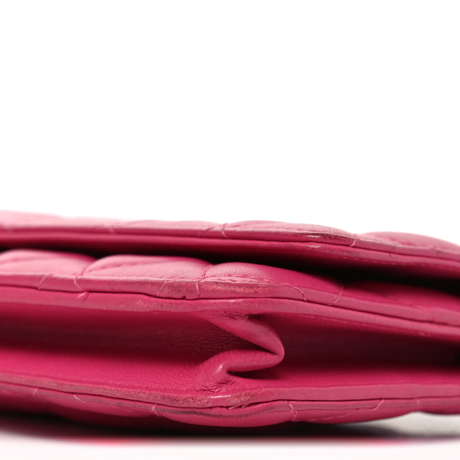 Lambskin Quilted Wallet On Chain WOC Dark Pink - Image 21