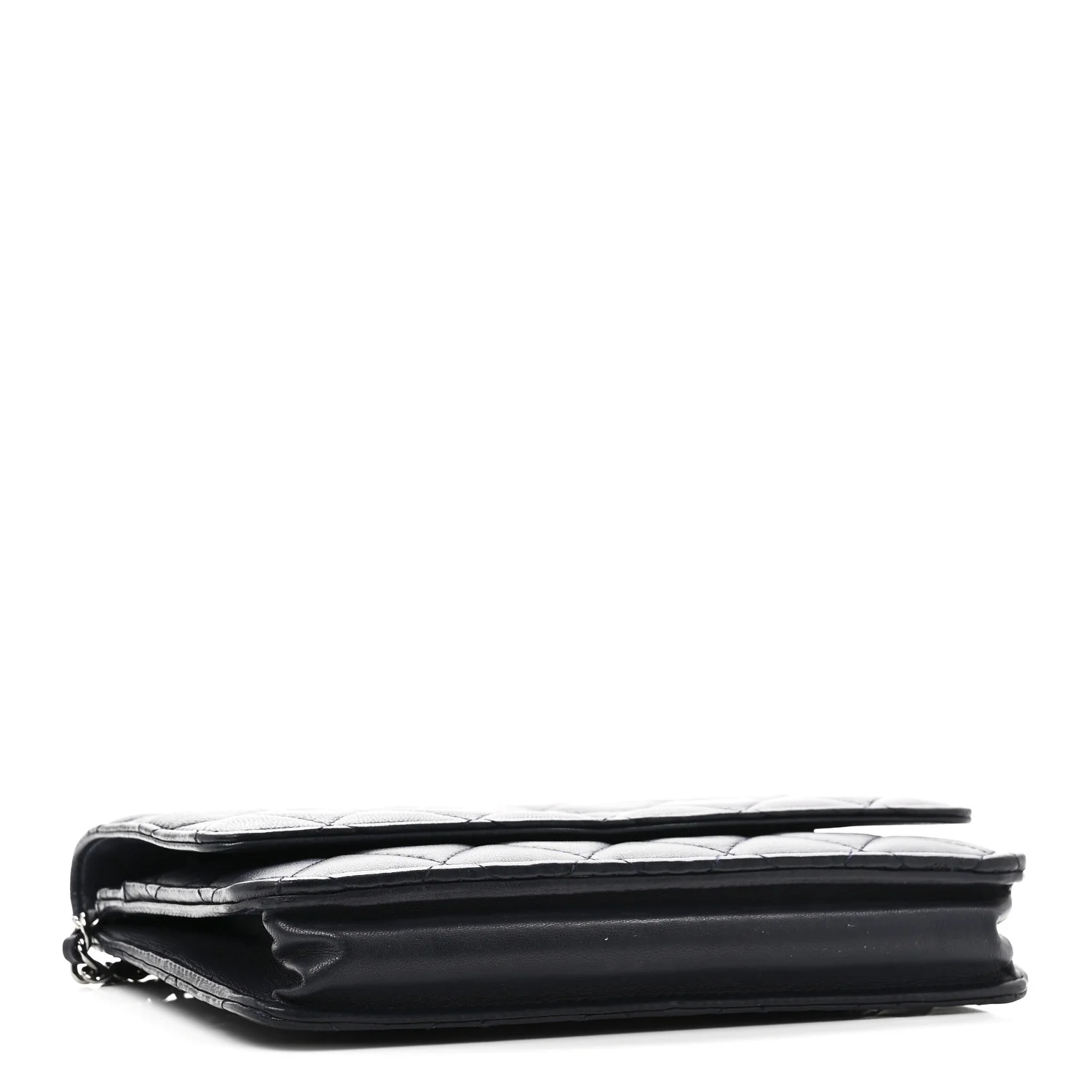 Lambskin Quilted Wallet On Chain WOC Navy Blue - Image 4