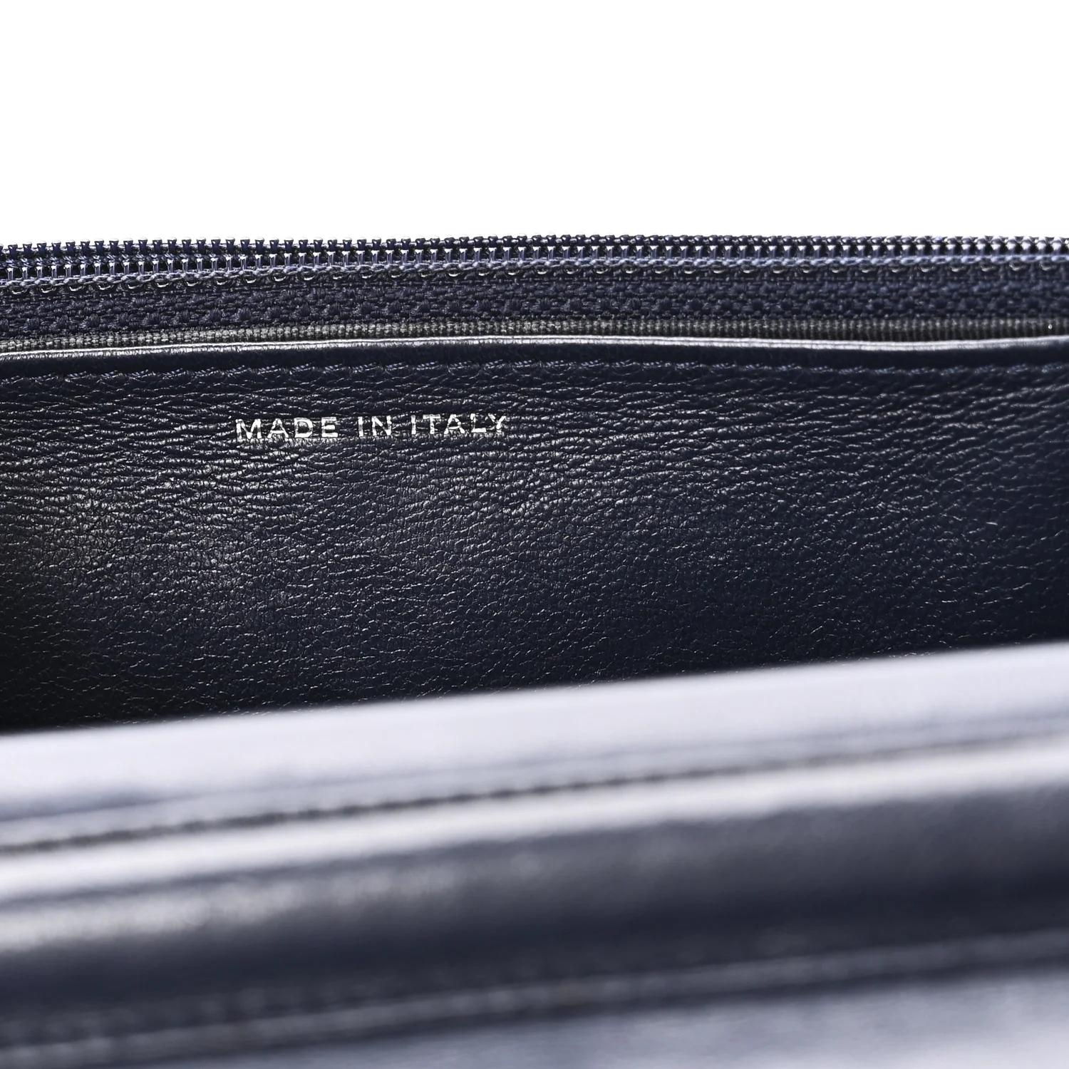 Lambskin Quilted Wallet On Chain WOC Navy Blue - Image 7