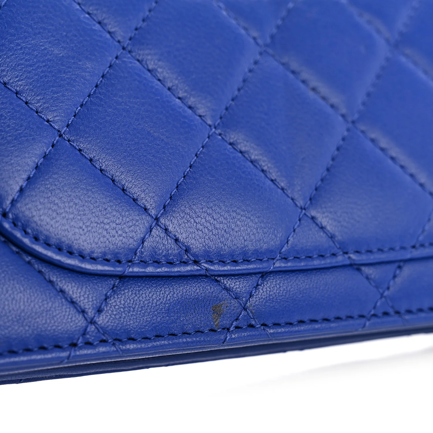 Lambskin Quilted Yen Wallet Blue - Image 9