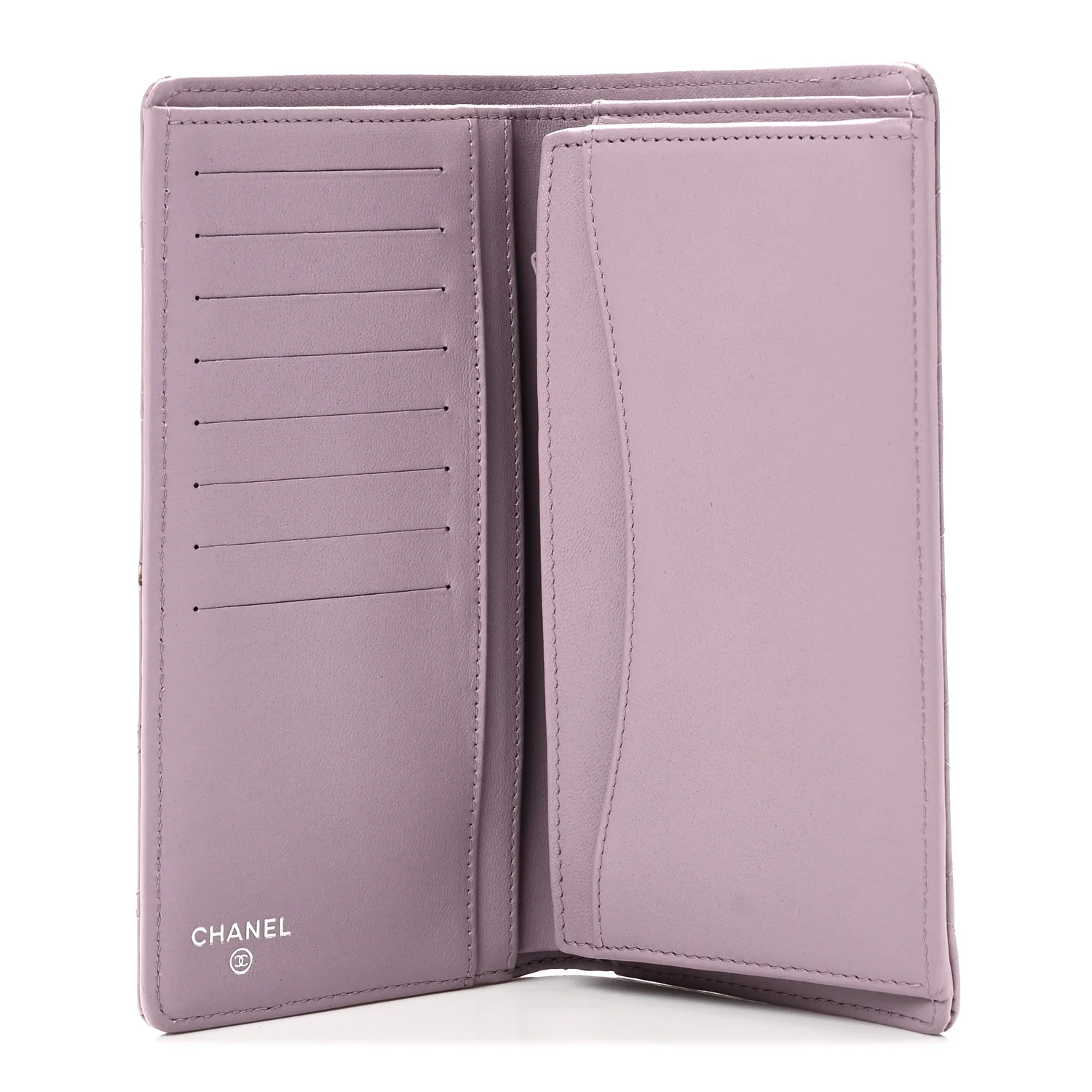 Lambskin Quilted Yen Wallet Purple - Image 5