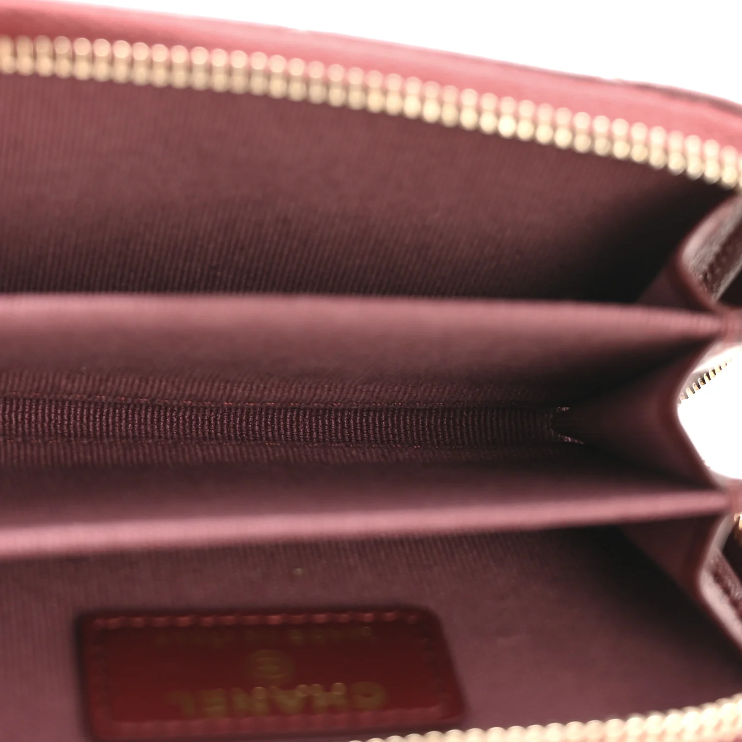 Lambskin Quilted Zip Around Coin Purse Wallet Burgundy - Image 5