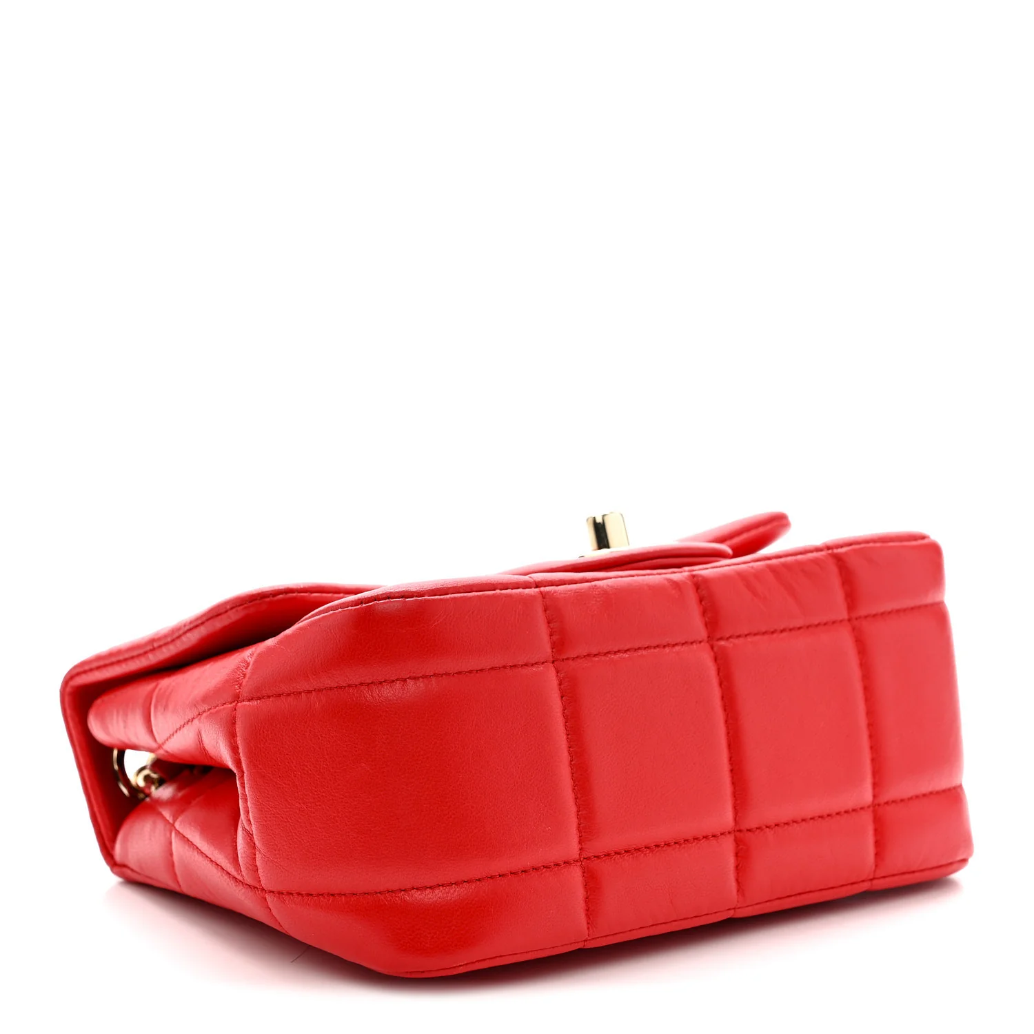 Lambskin Resin Crystal Square Quilted Monacoco Mini Flap Red - Image 4