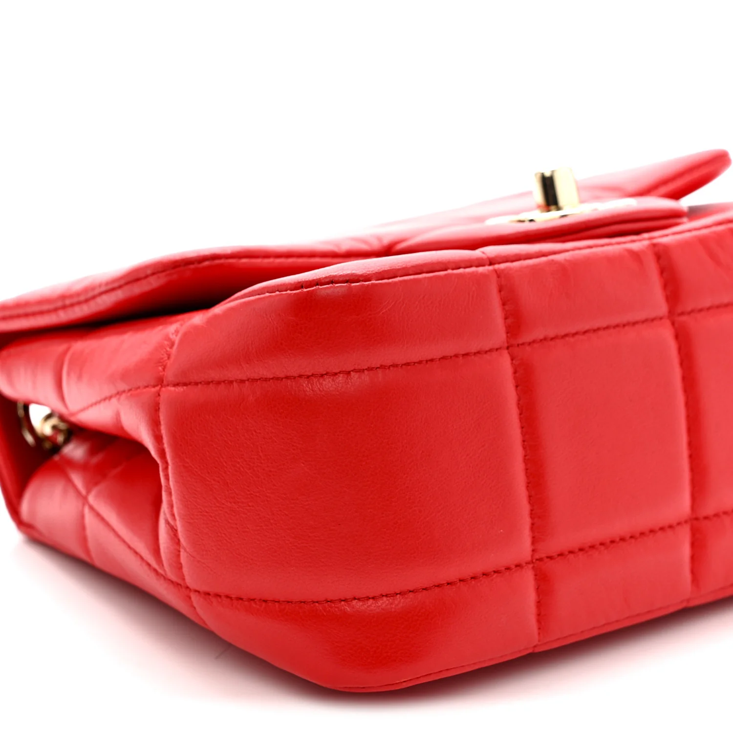 Lambskin Resin Crystal Square Quilted Monacoco Mini Flap Red - Image 9