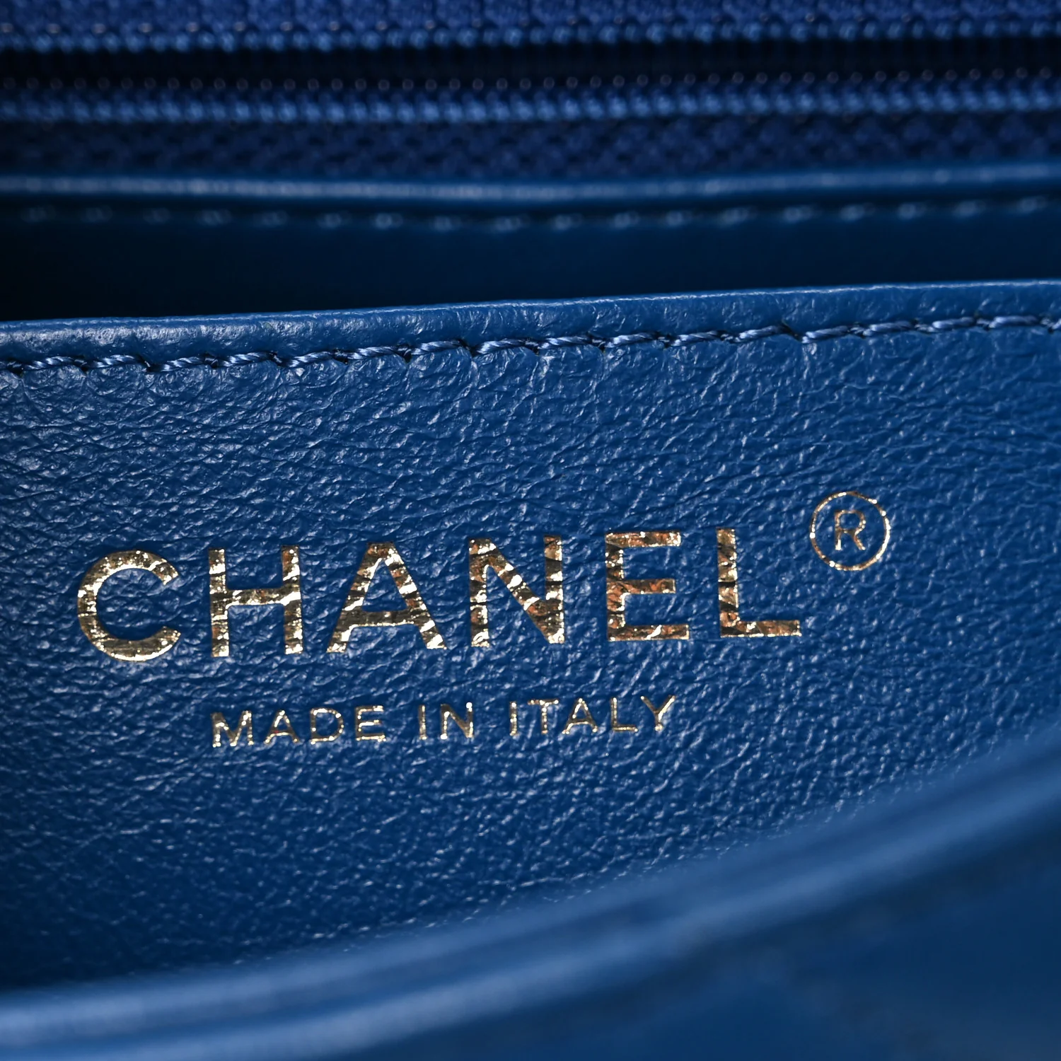Lambskin Reverse Chevron Quilted Mini Round Top Handle Flap Blue - Image 6