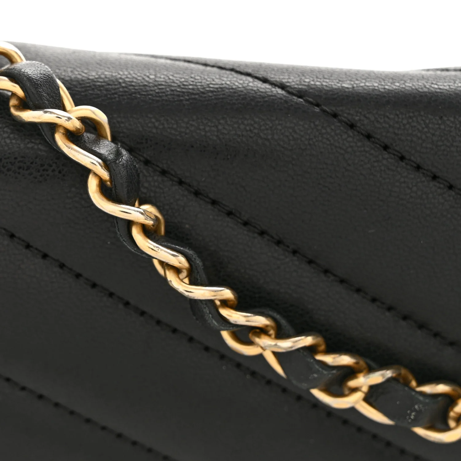 Lambskin Reversed Chevron Quilted Flap Black - Image 13